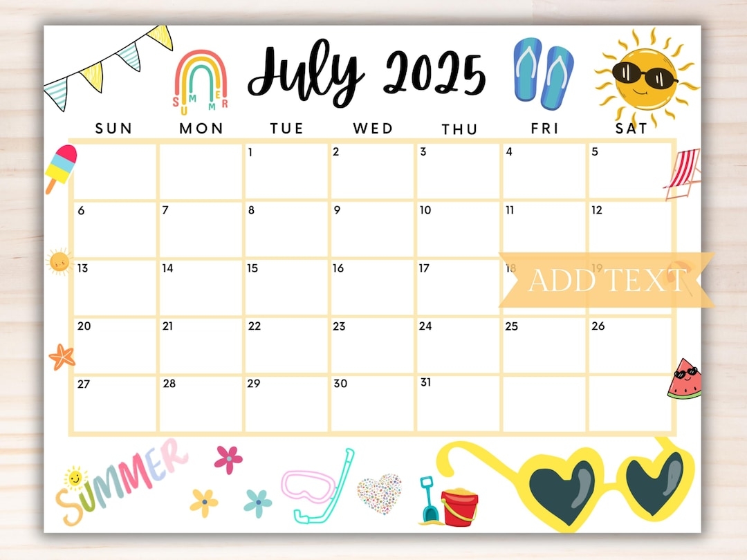 July Blank Calendar 2025