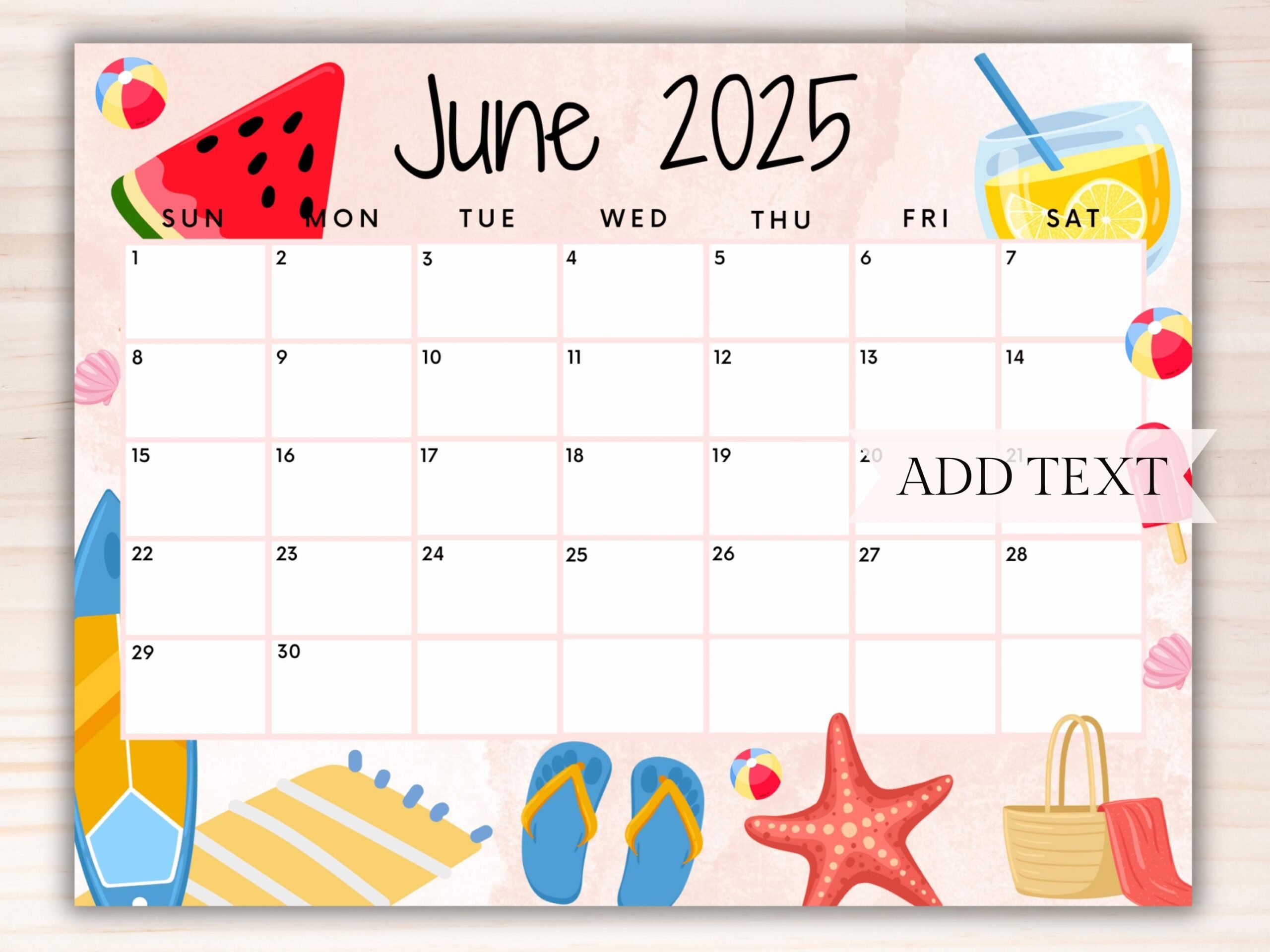 Cute June 2025 Calendar