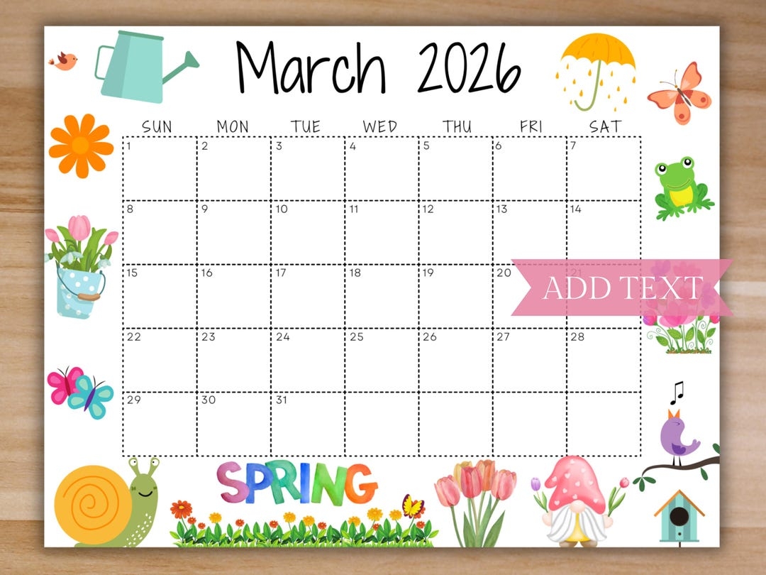 Printable March 2026 Calendar