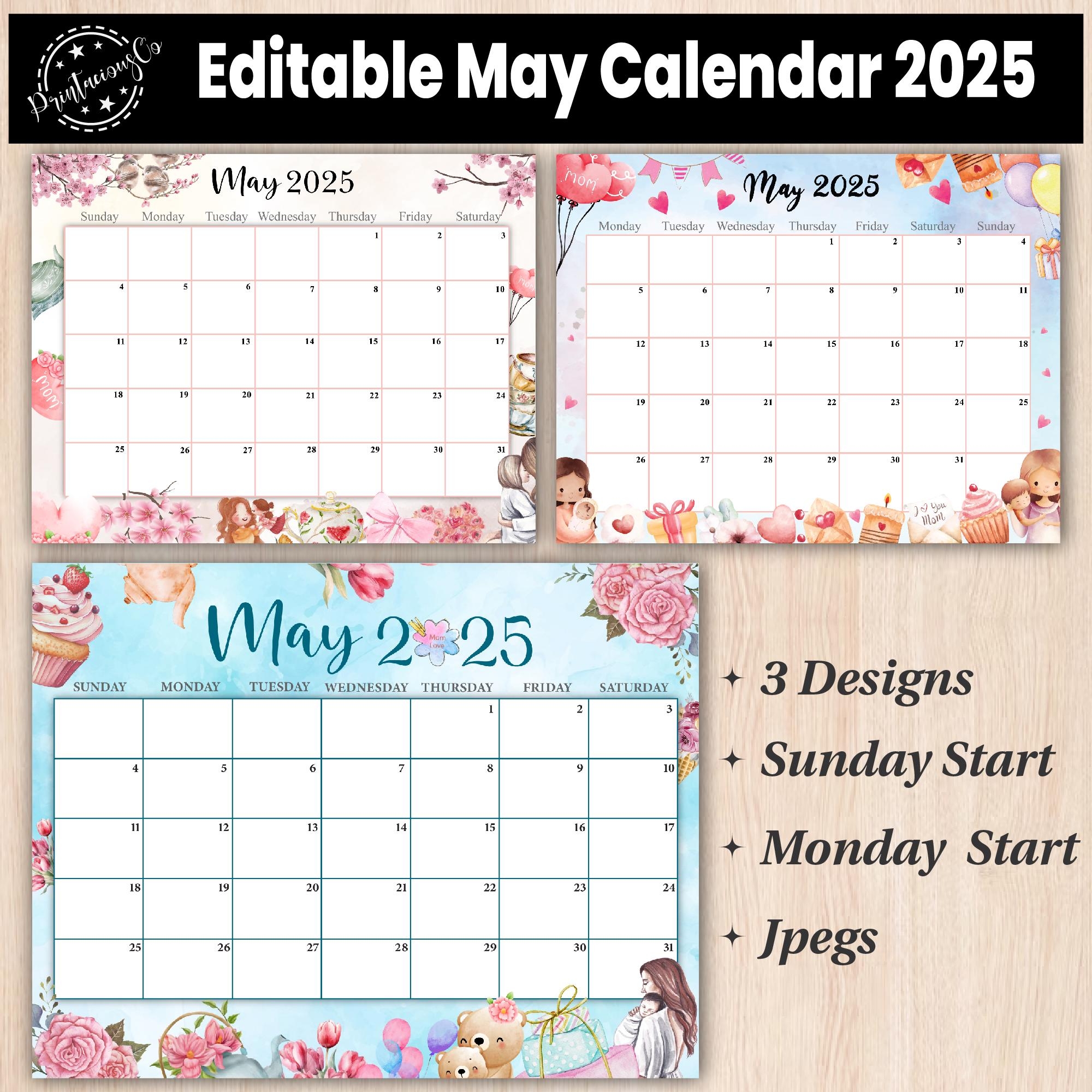 May 2025 Calendar Starting Monday