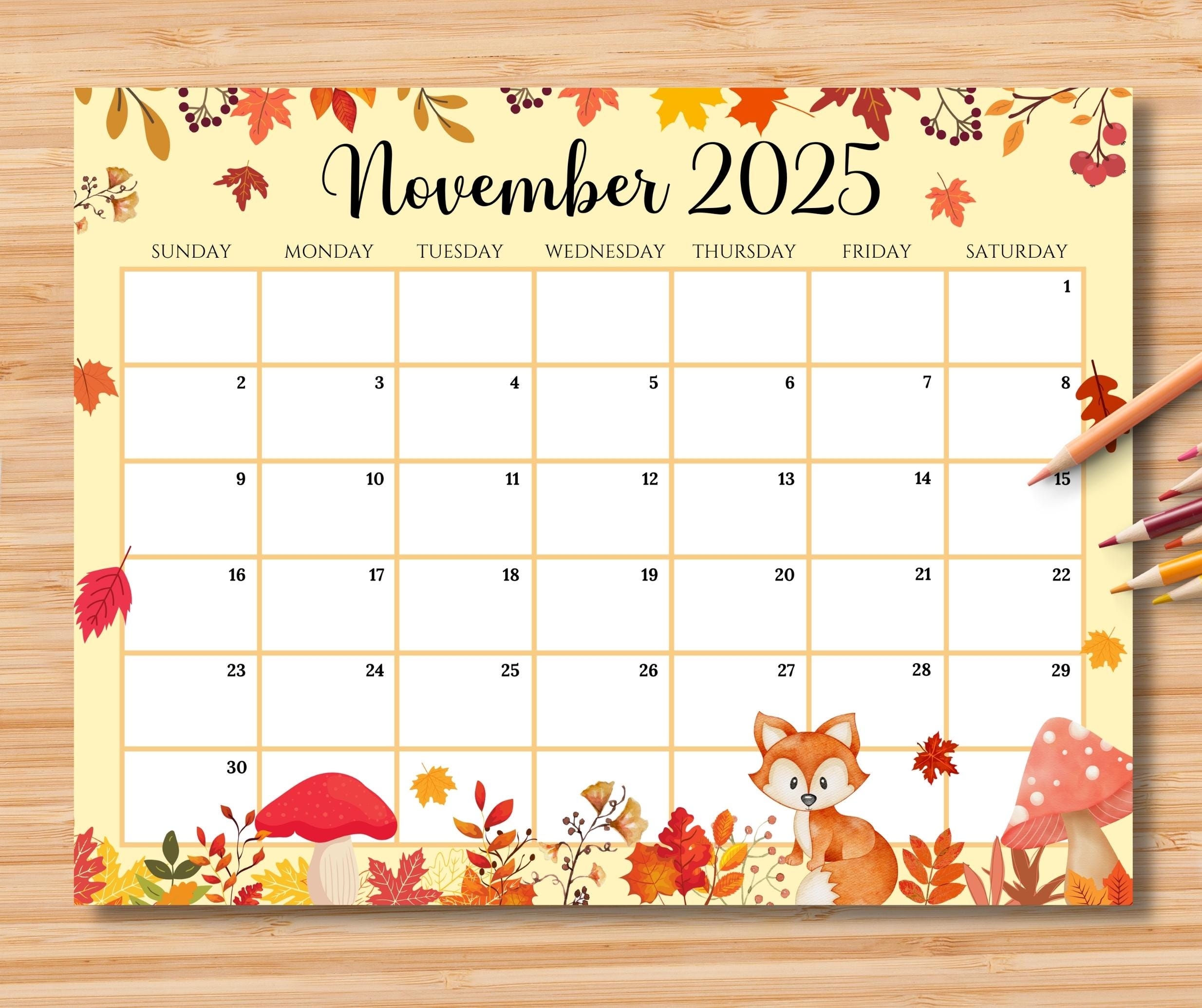 November 2025 Calendar Free Printable