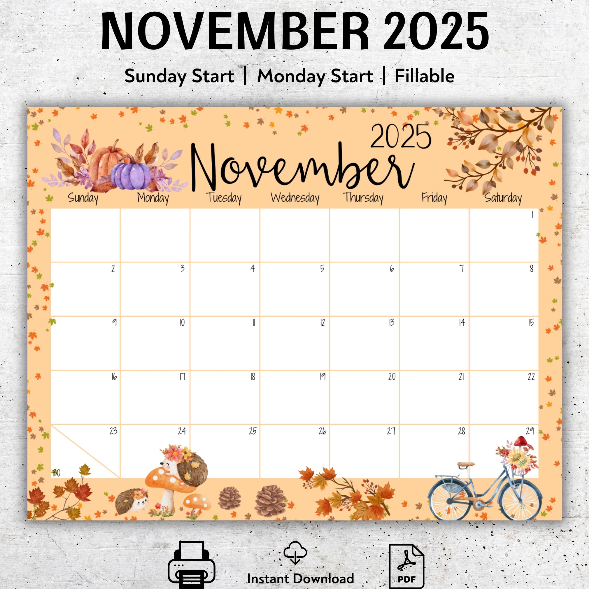 November Printable Calendar 2025