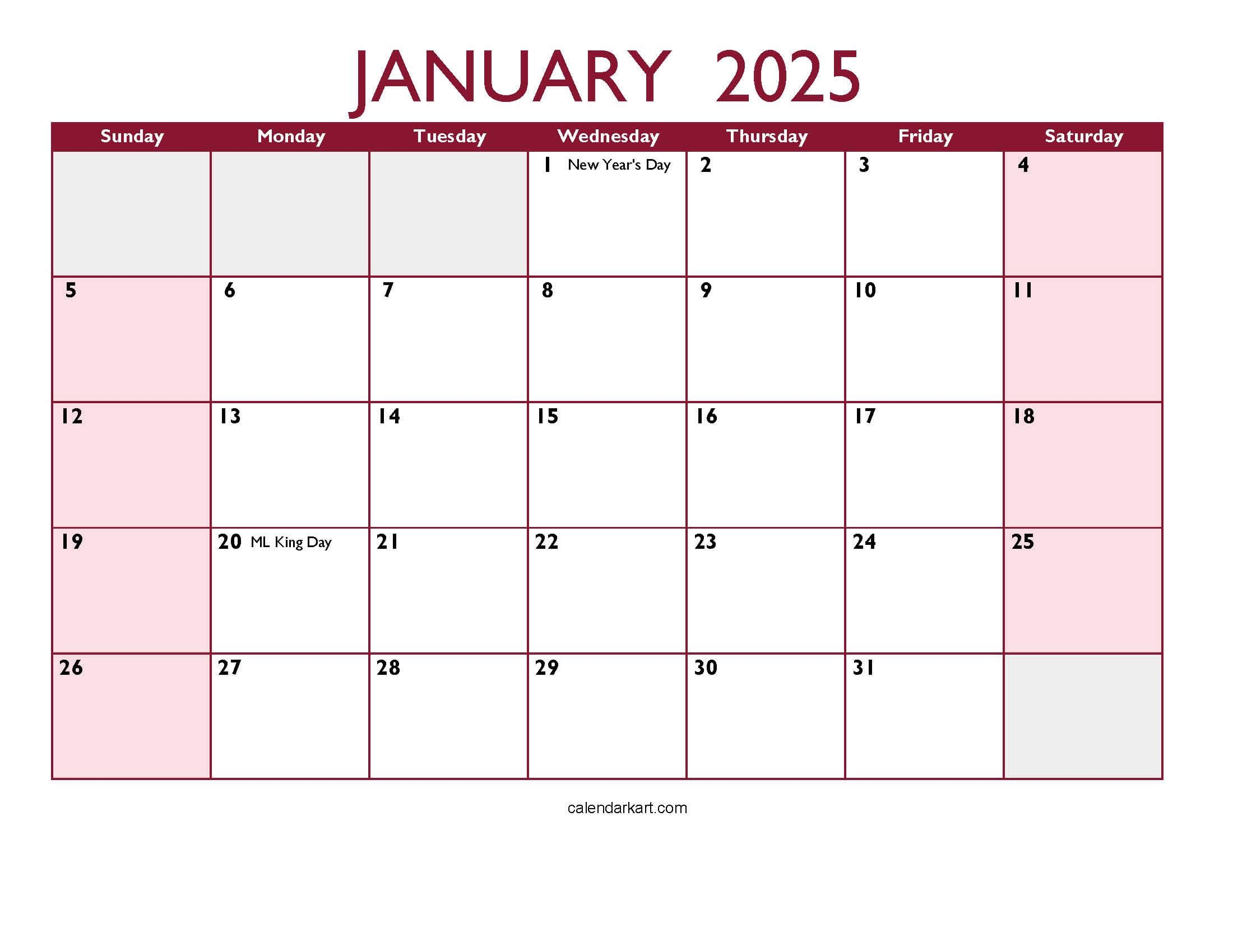Excel Calendar Template 2025 CalendarKart