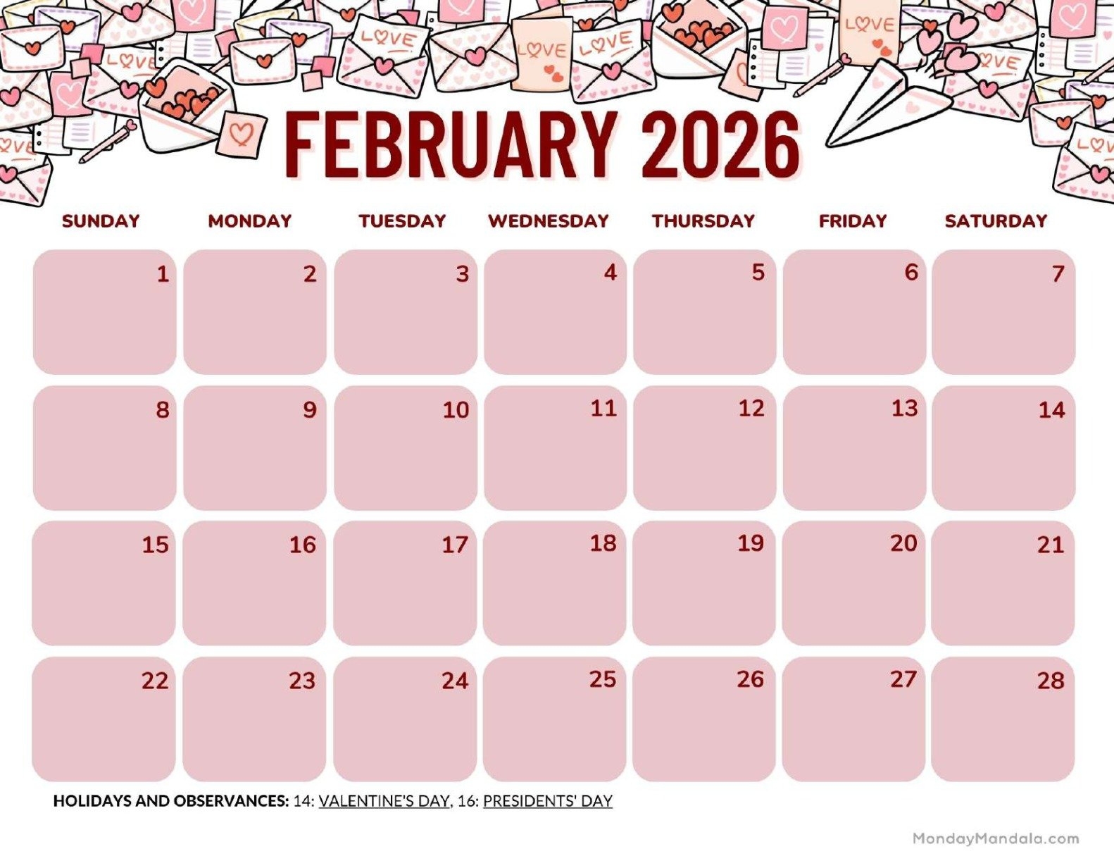 February 2026 Calendar Images