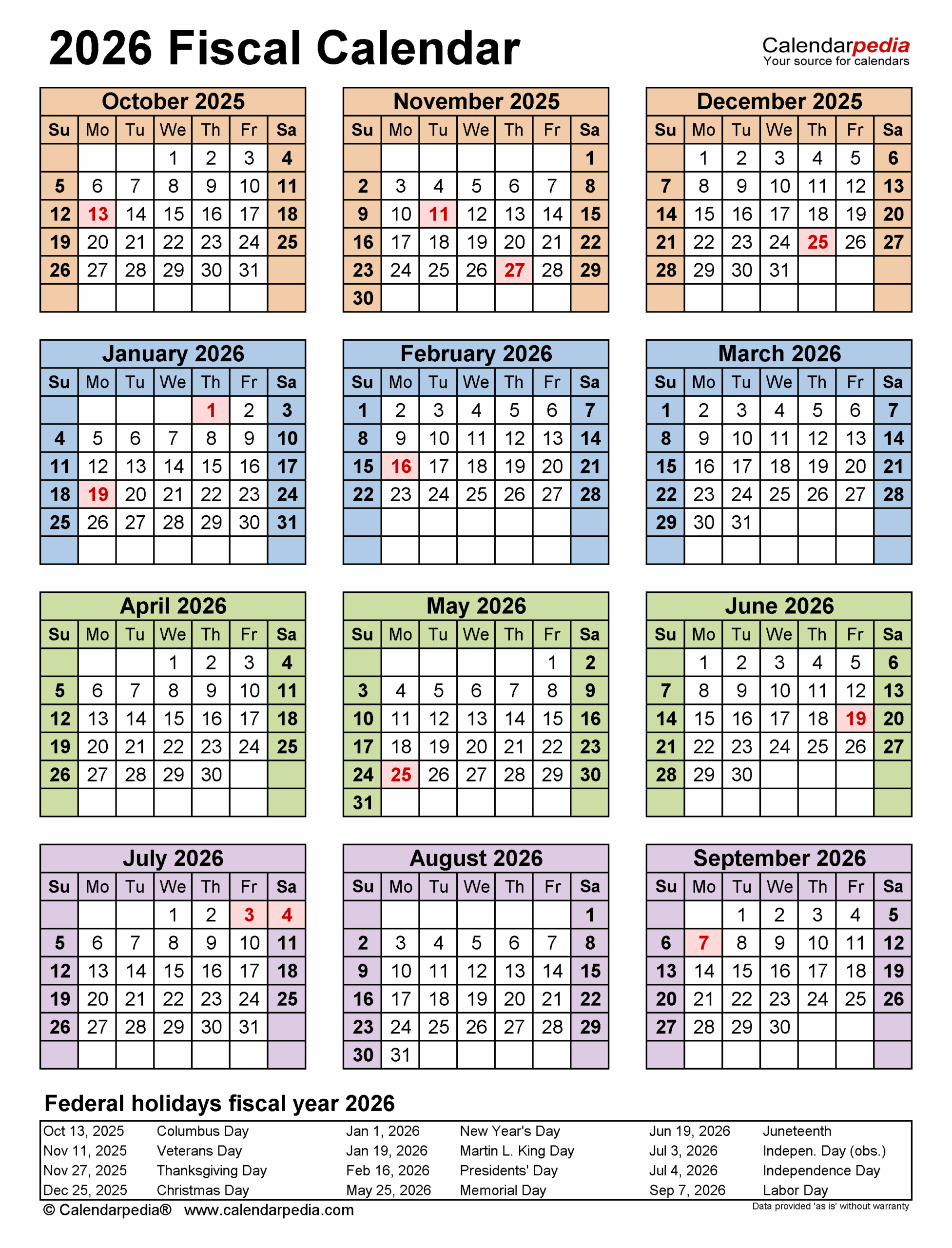 4-4-5 Calendar 2026 Starting In January