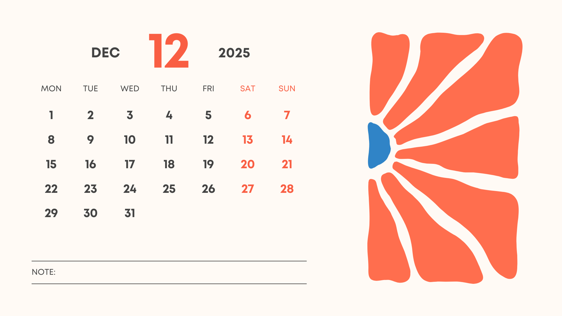 Free December 2025 Calendar Doc 56KB 1 Page s 