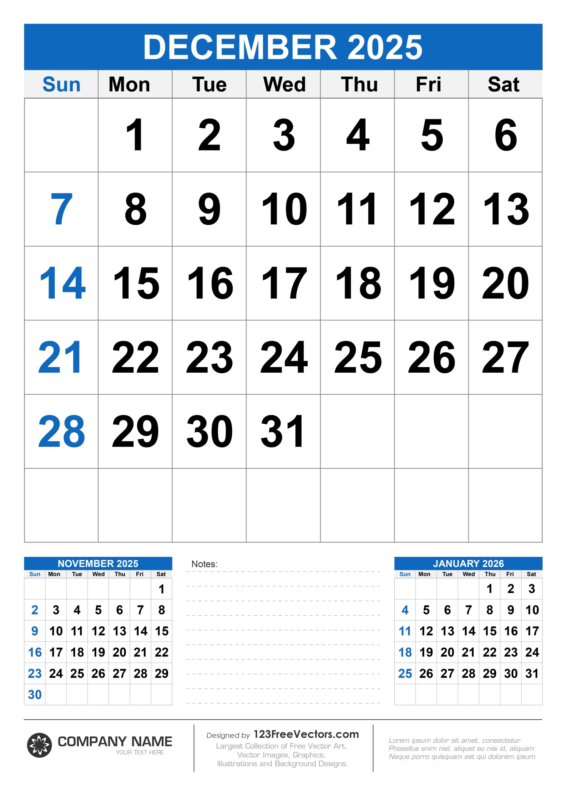 Free Download Wall Calendar December 2025