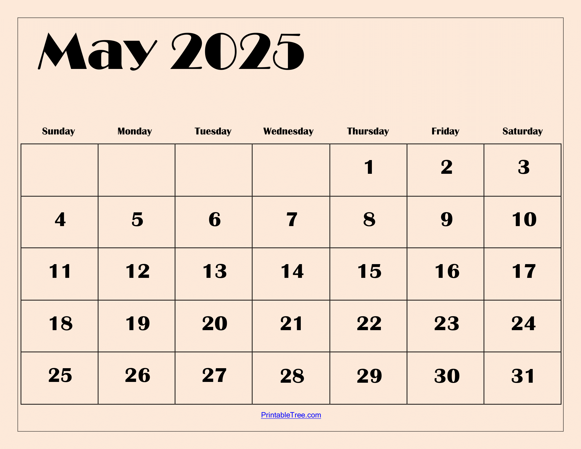 May Calendar 2025 Pdf