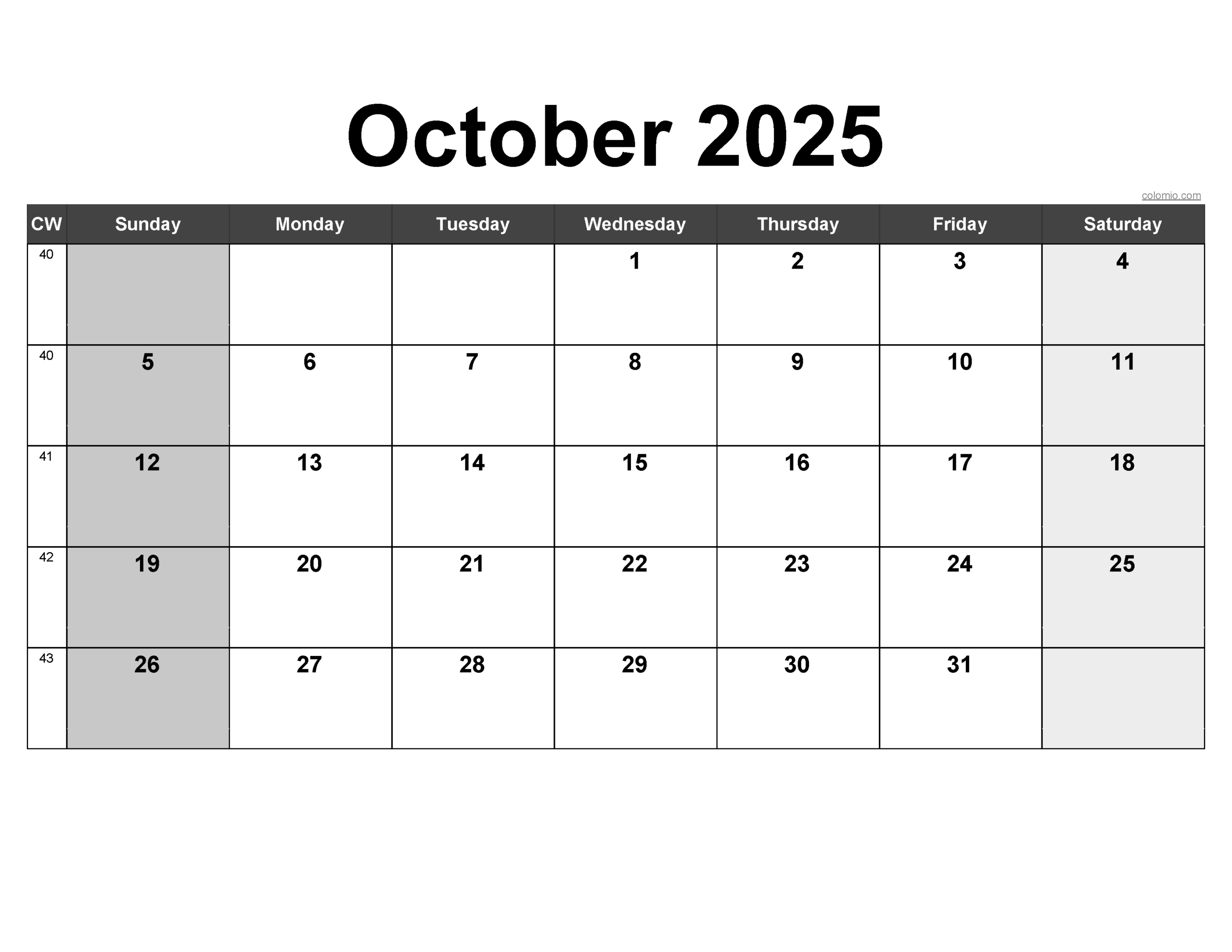 Free October 2025 Calendar Printable PDF XLS PNG Formats