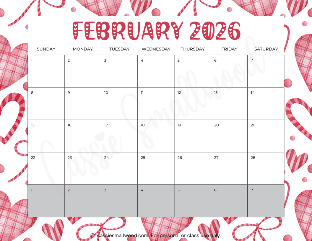 Printable Calendar 2026 February