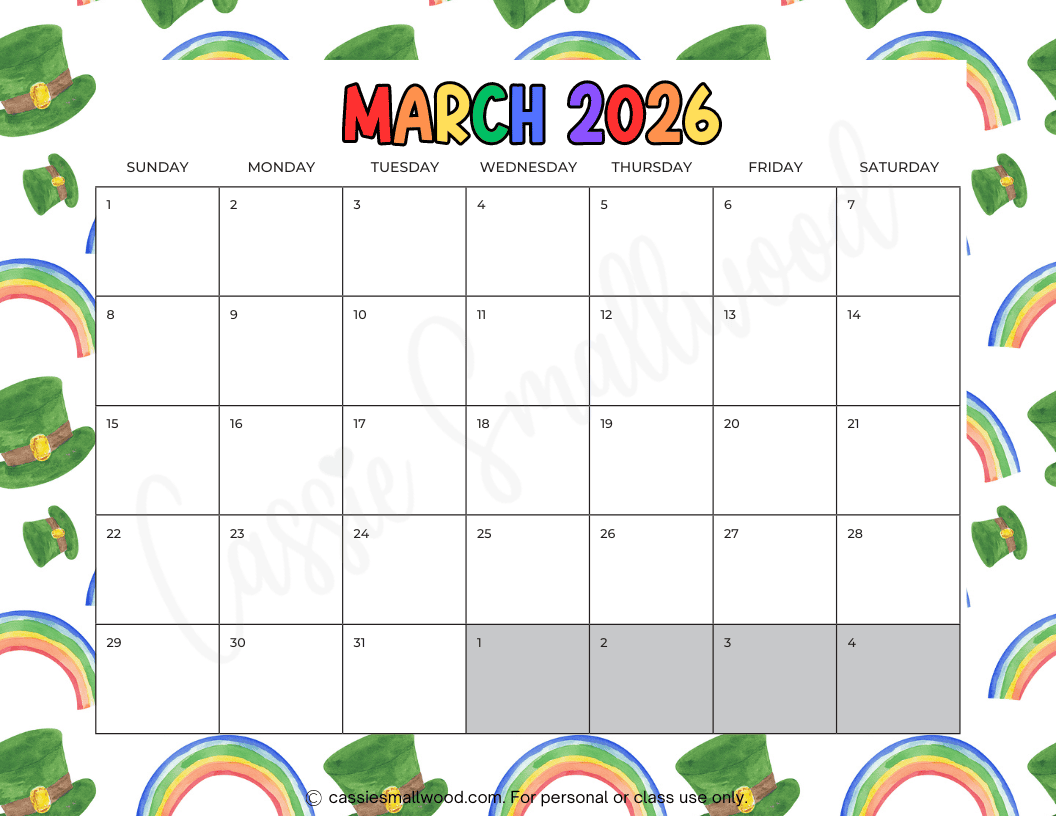 Printable Calendar March 2026