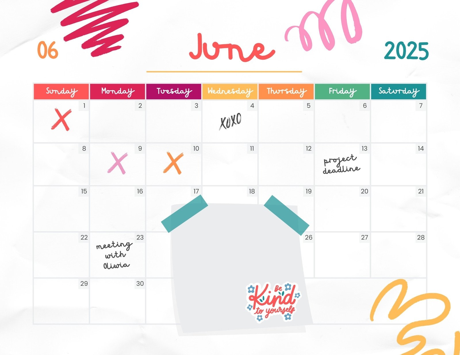 Free Editable June 2025 Calendar