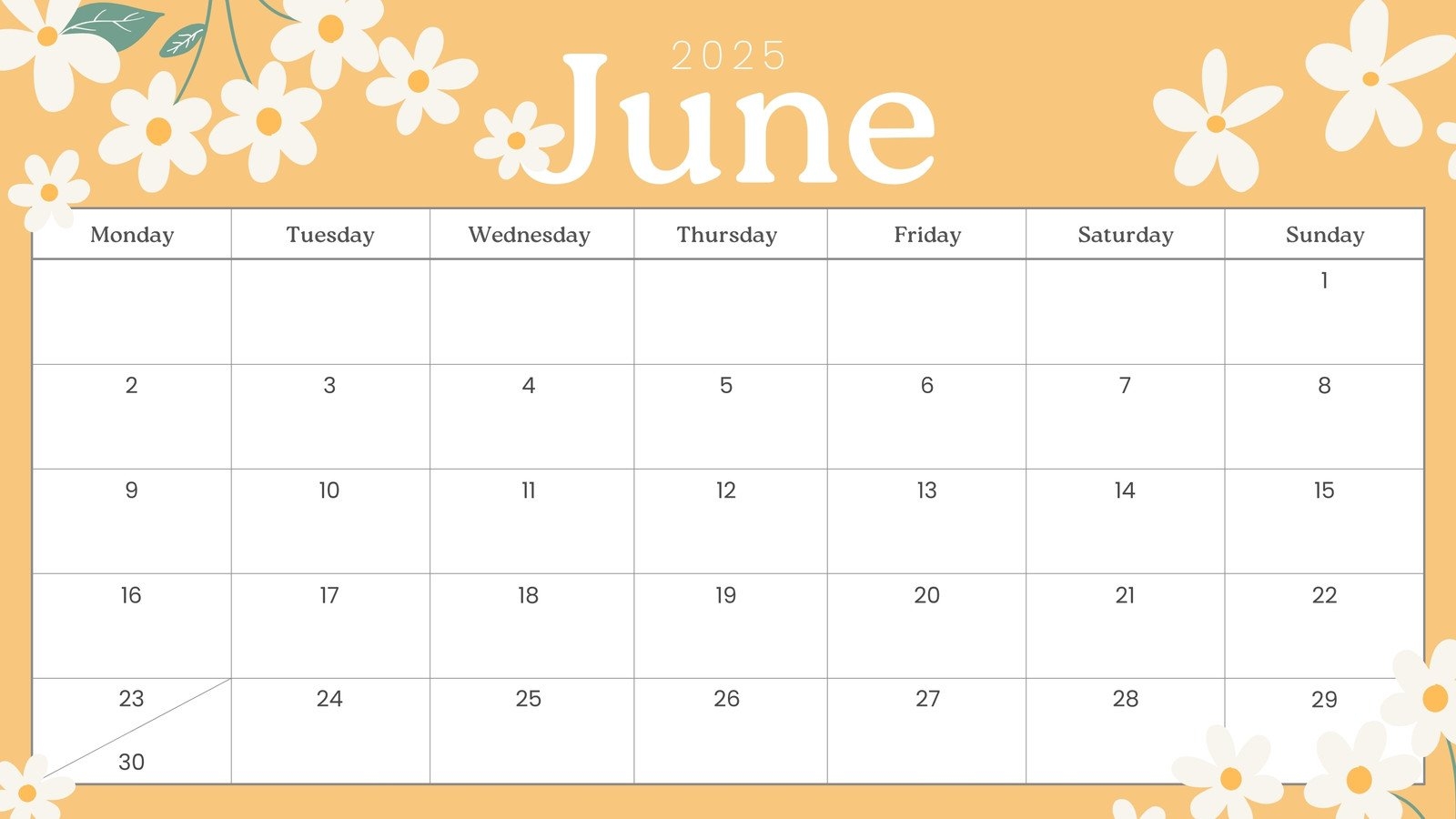 June 2025 Calendar Colorful