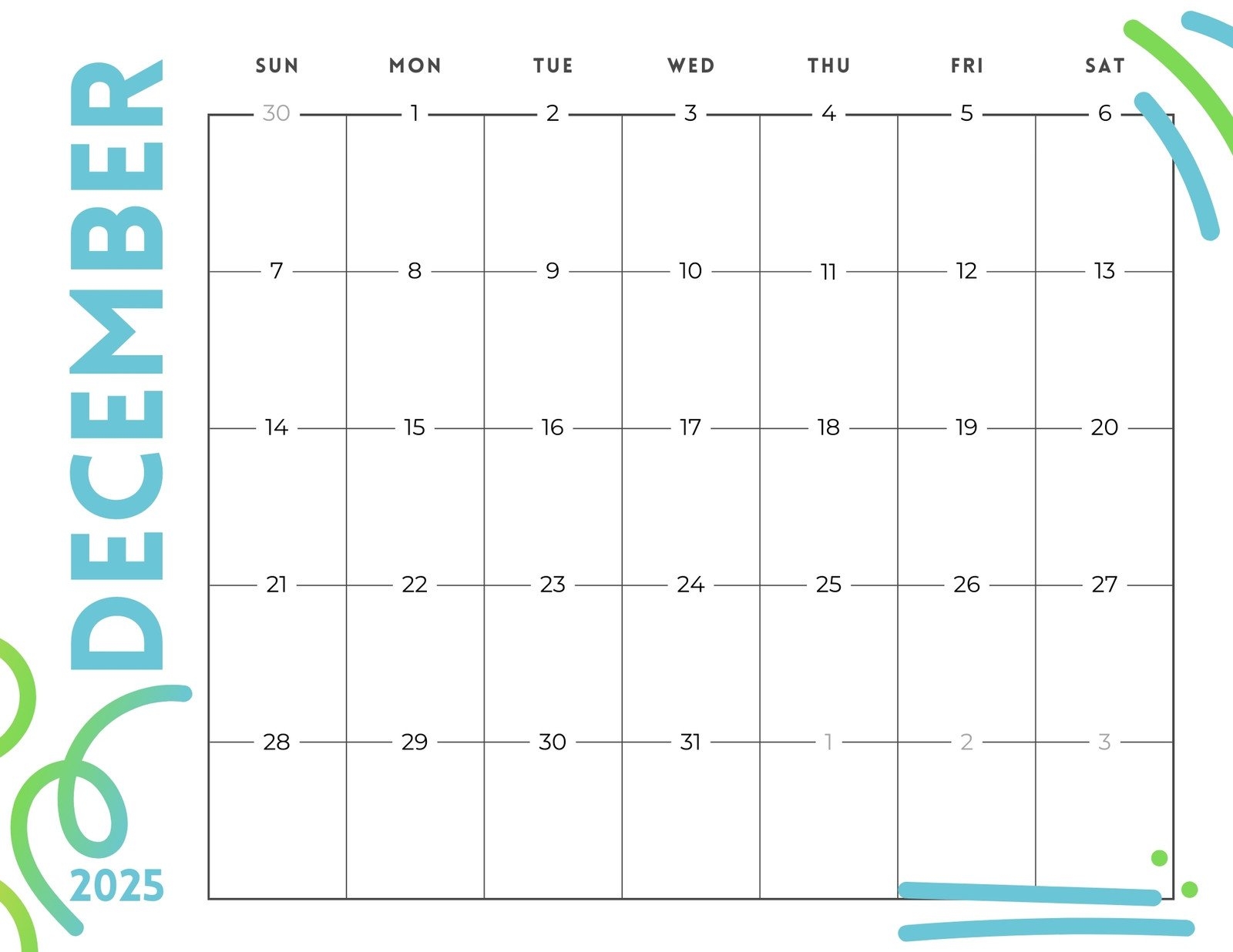December 2025 Fillable Calendar