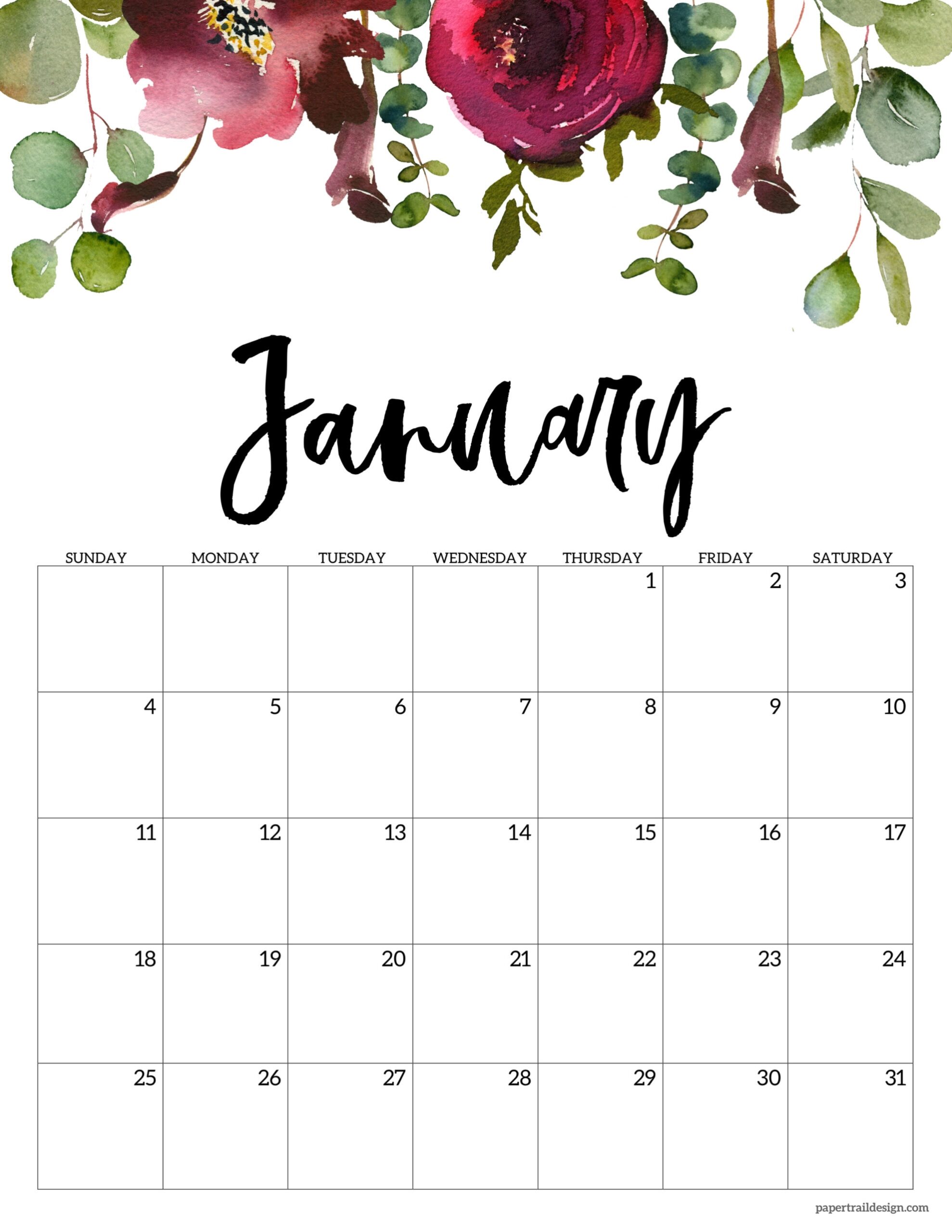 Free January 2026 Calendar