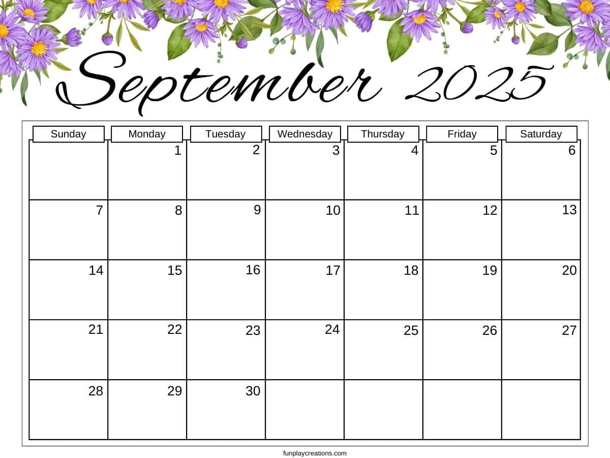 Printable September 2025 Calendar