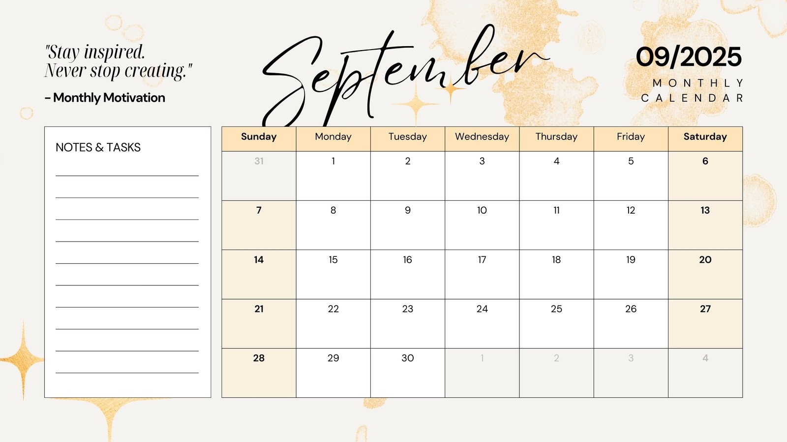 September 2025 Calendar Vertical