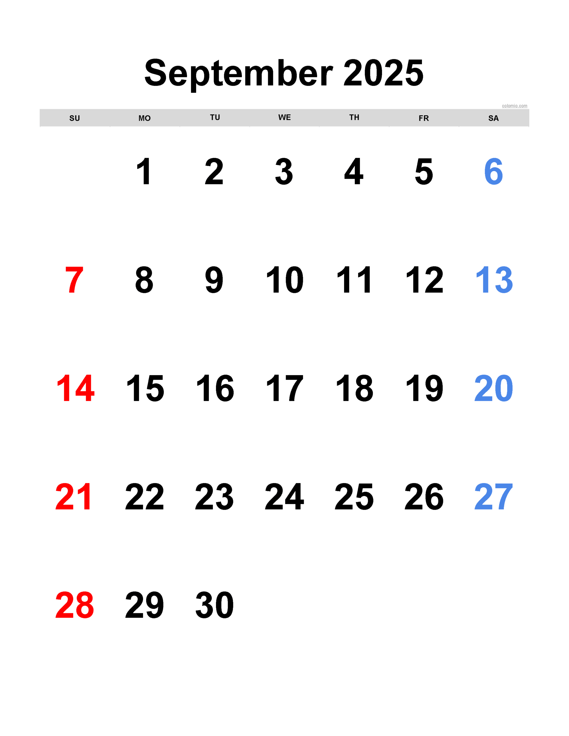 September 7 2025 Calendar