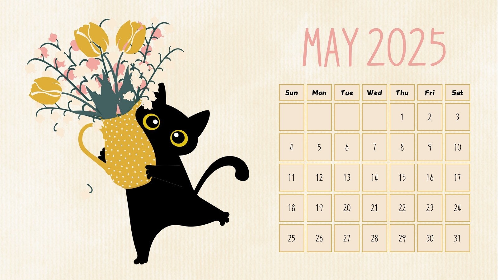 May 2025 Calendar Desktop Wallpaper