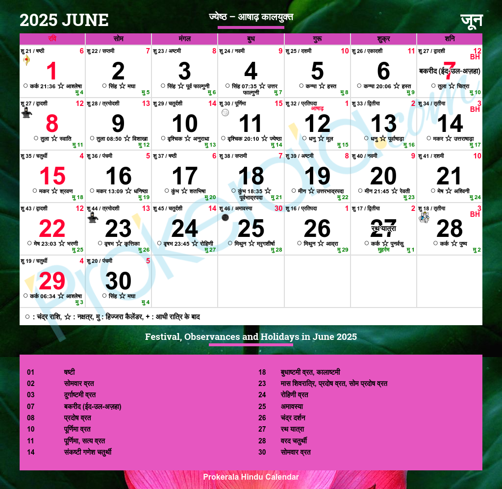 Telugu Calendar June 2025