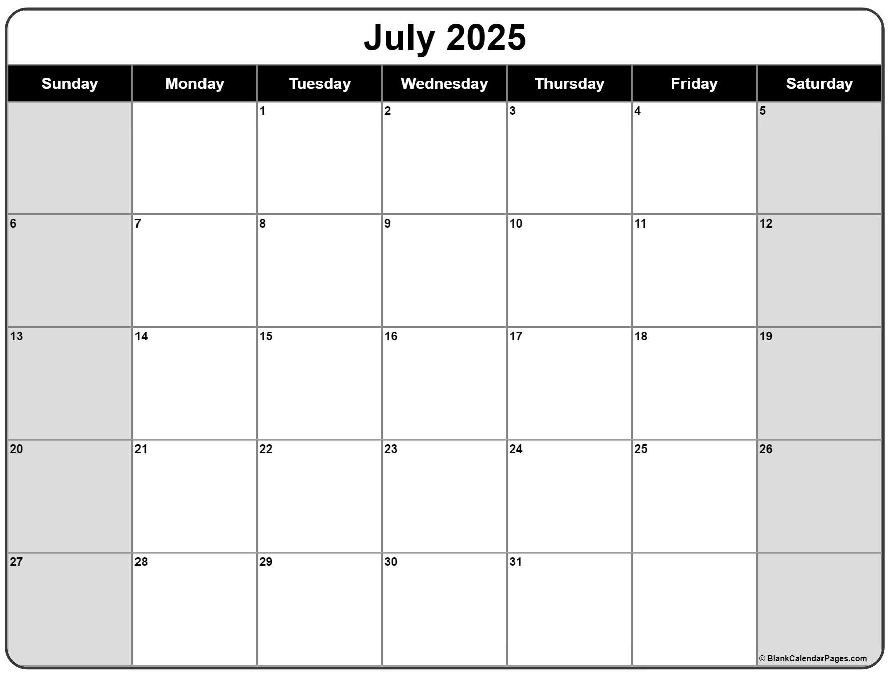 Printable Calendar June And July 2025