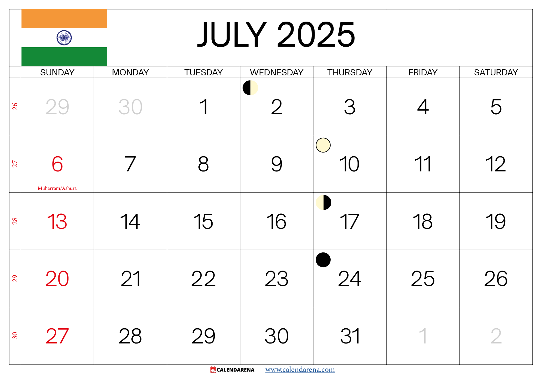 July Calendar 2025