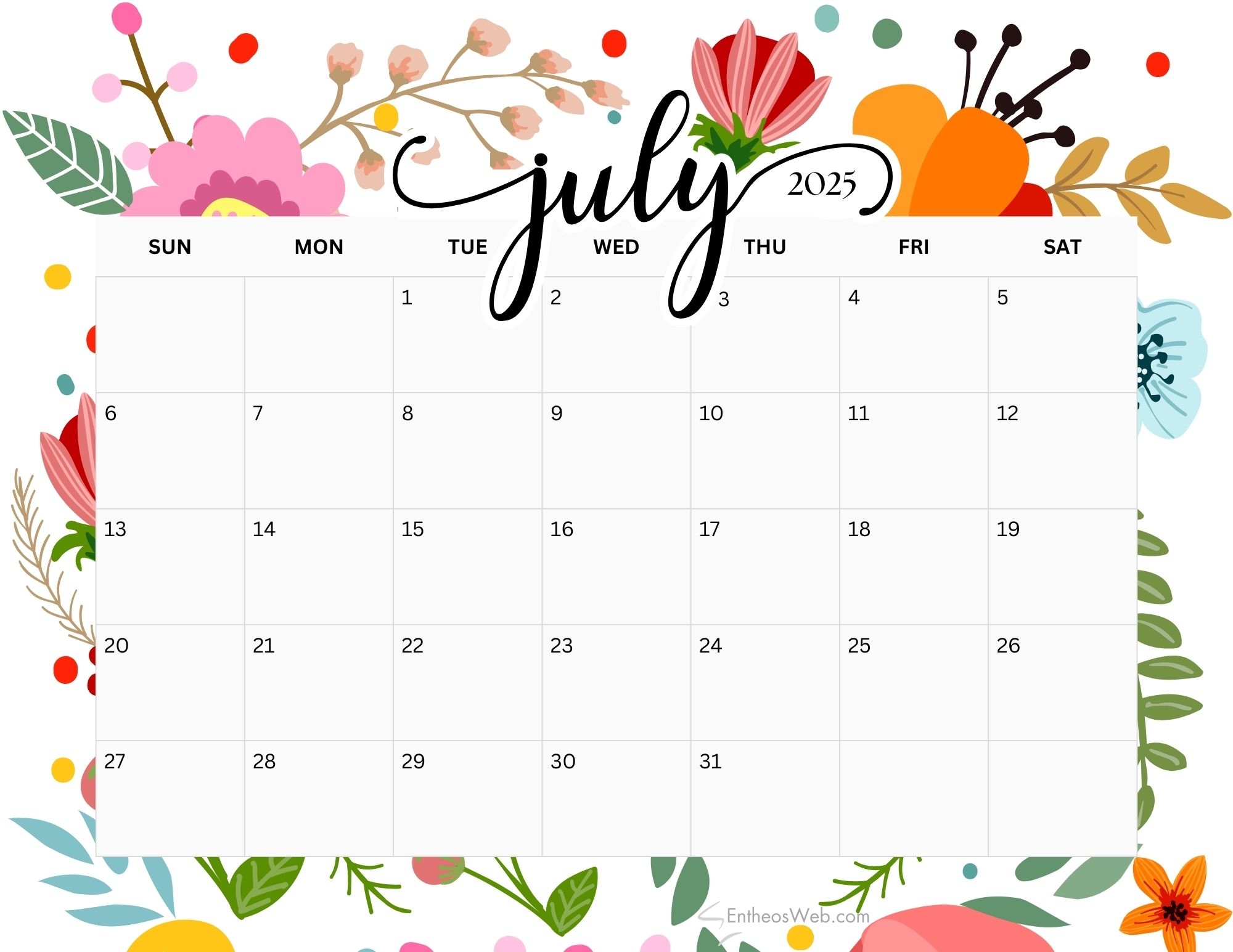 2025 July Calendar