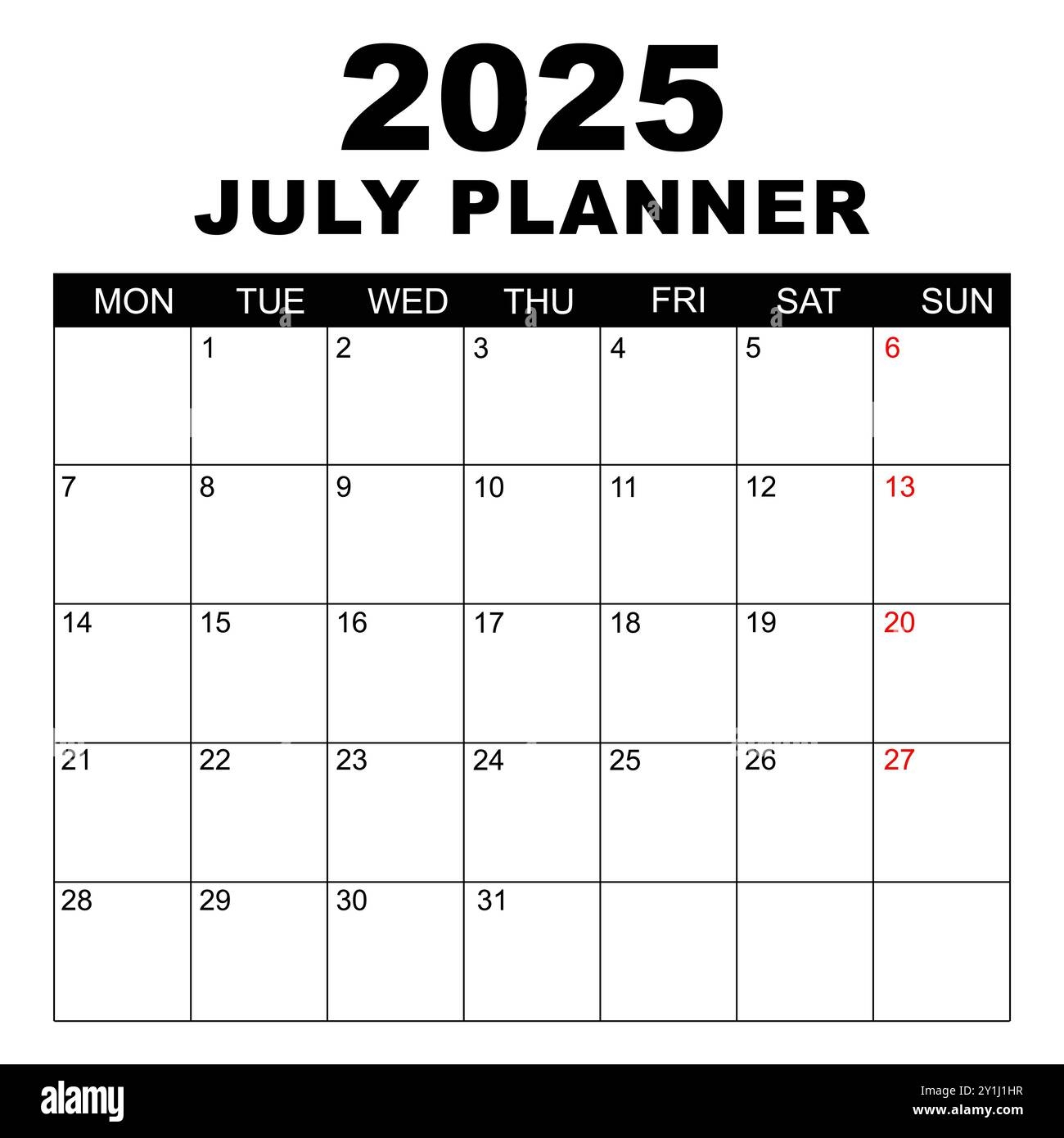 July 2025 Blank Calendar