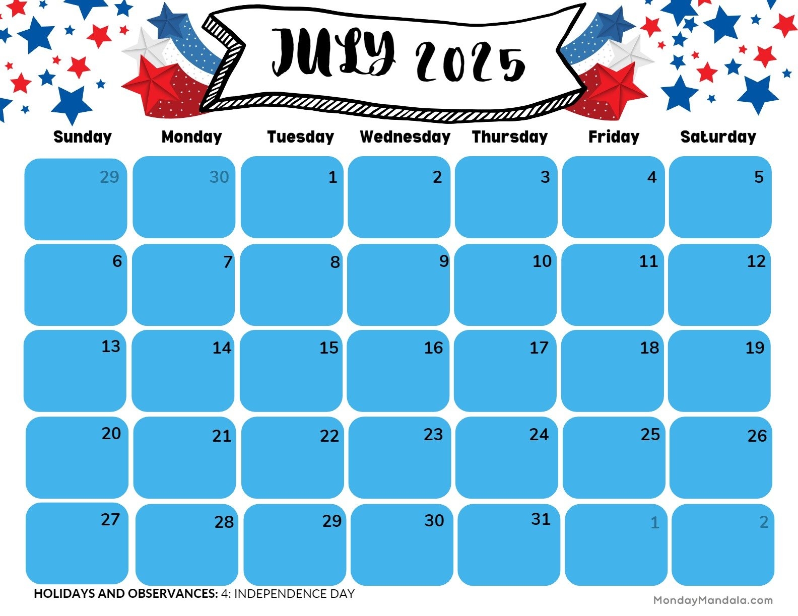 Fourth Of July 2025 Calendar