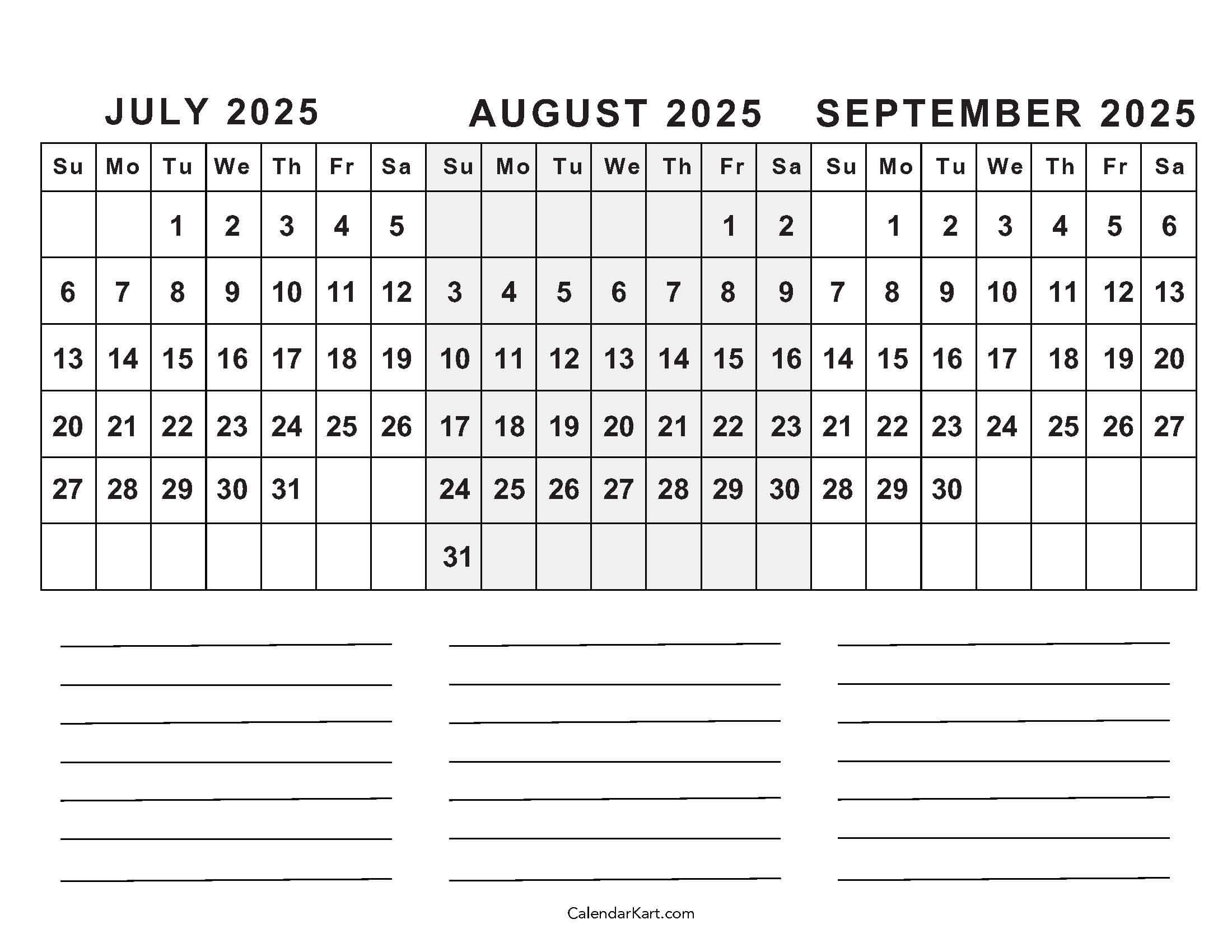 July-August 2025 Calendar