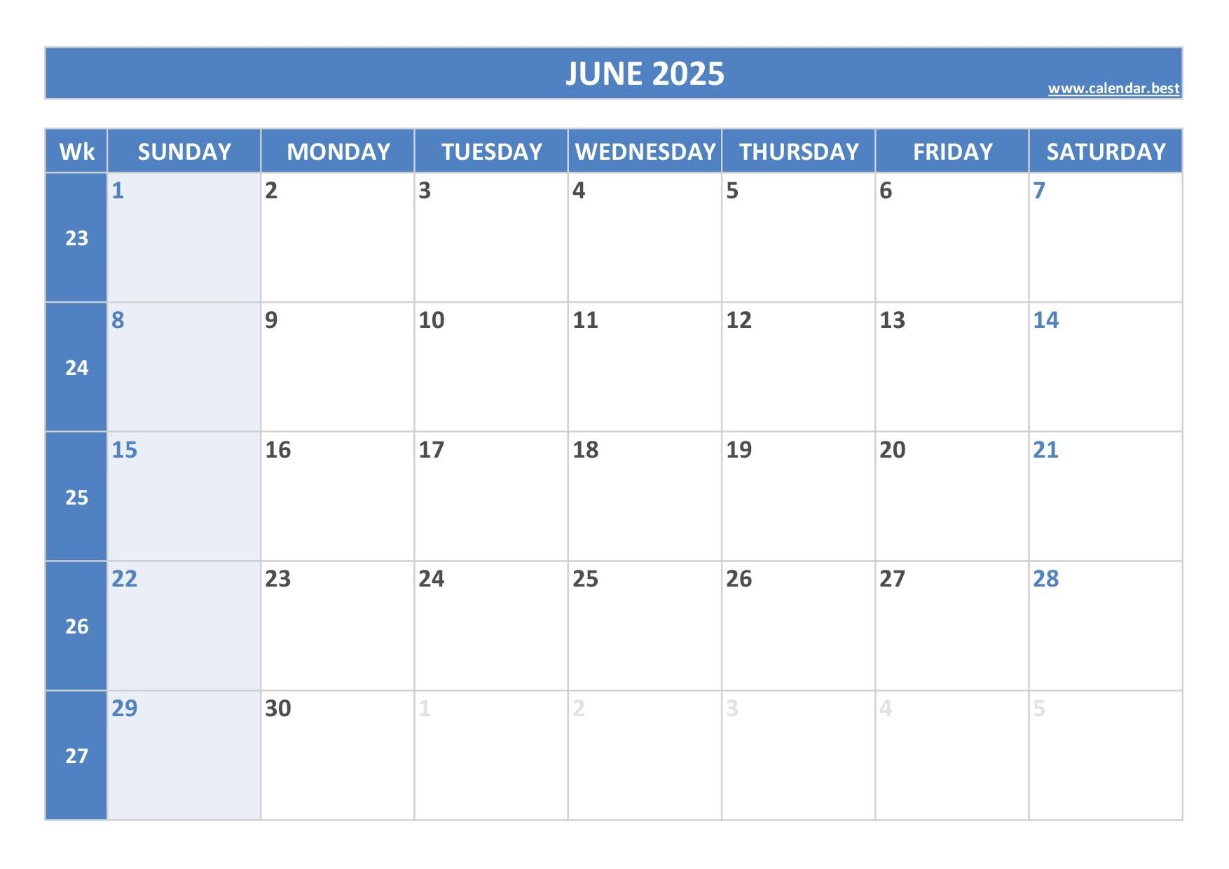 Show Me A June 2025 Calendar