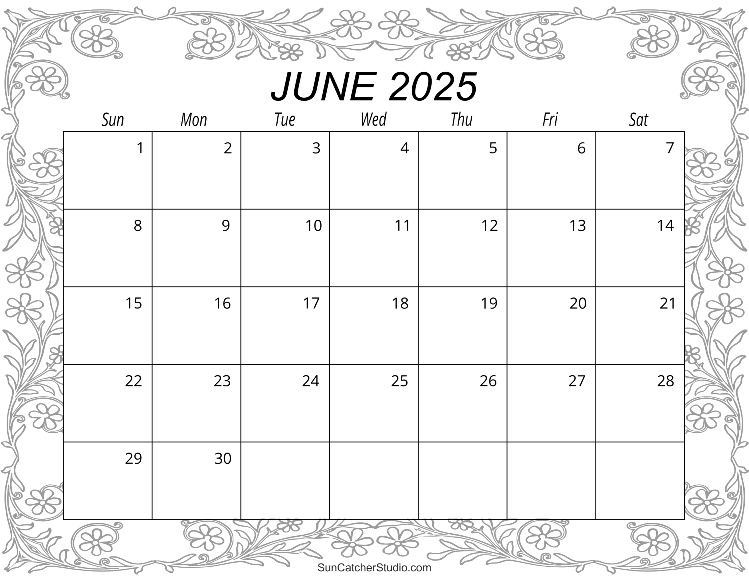 June 2025 Calendar Printable Free