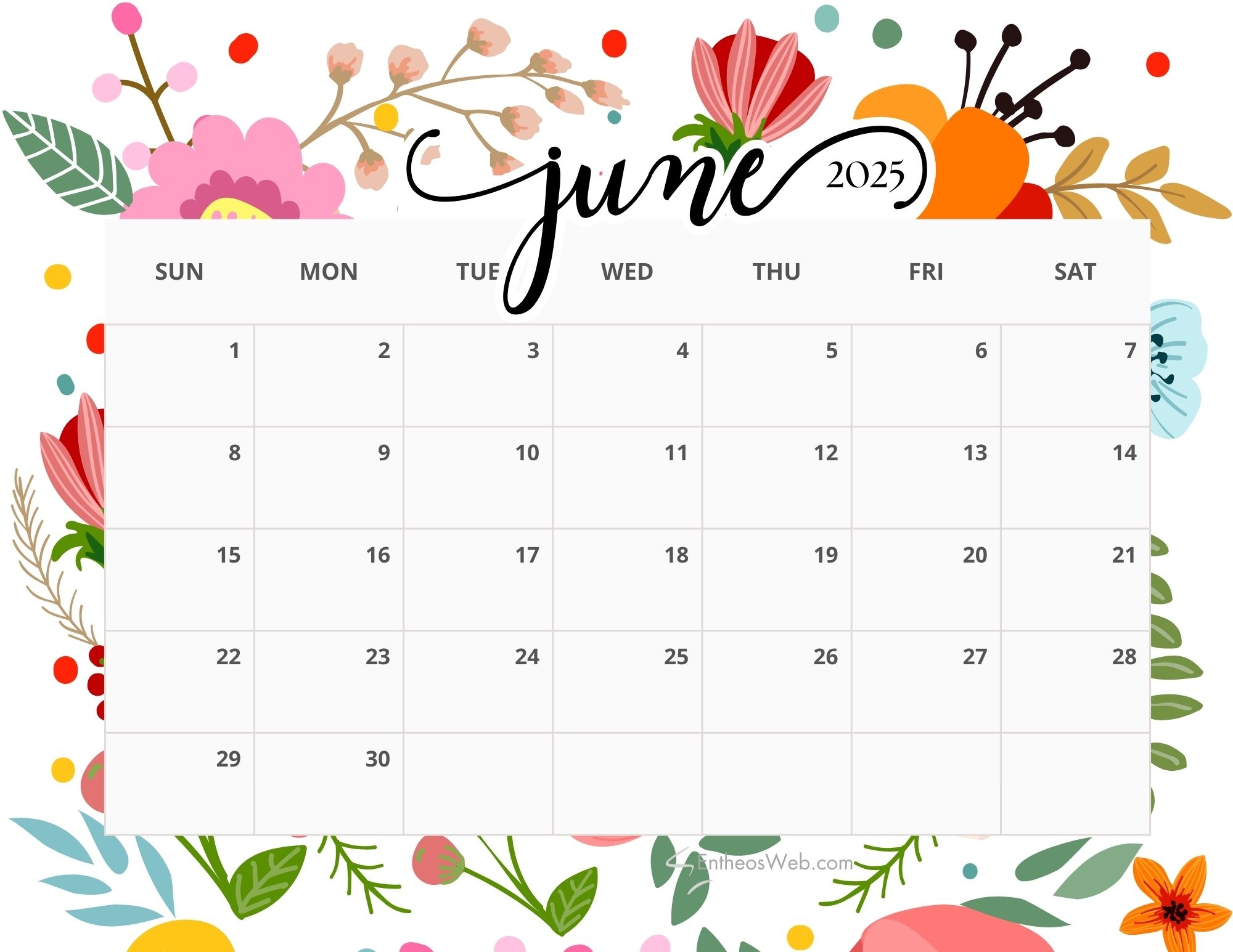 Calendar Of June 2025