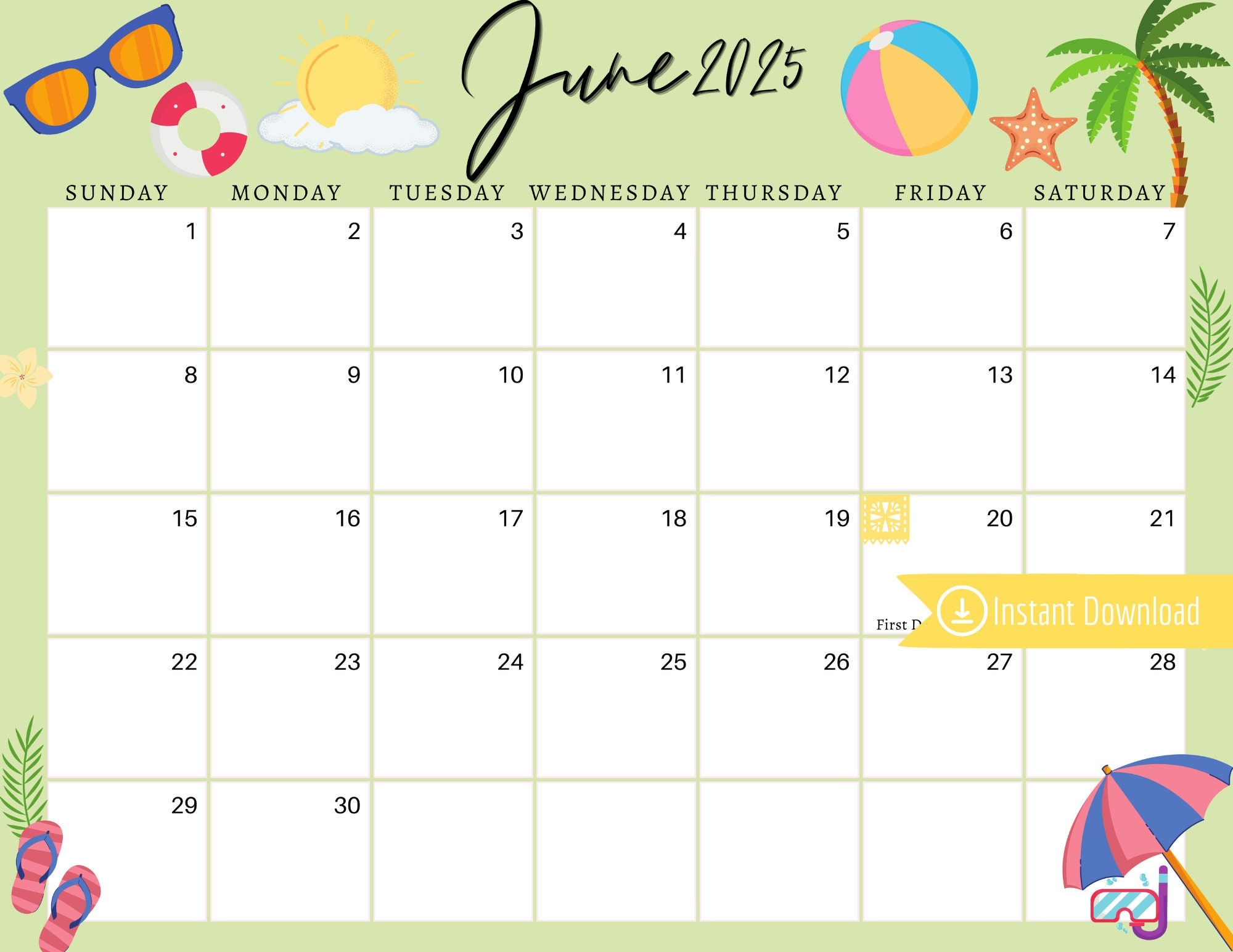Print June 2025 Calendar