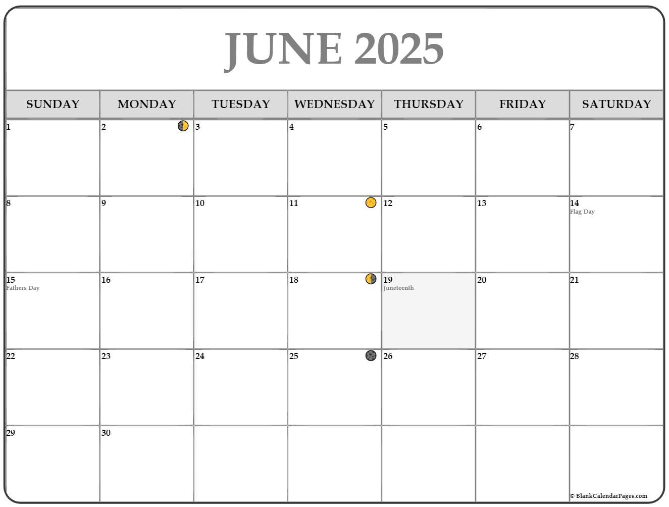 June 2025 Moon Calendar