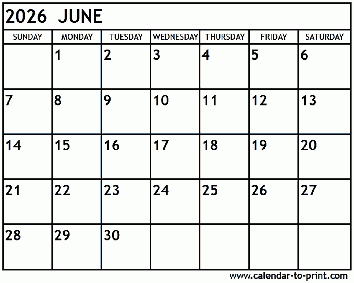 2026 May And June Calendar