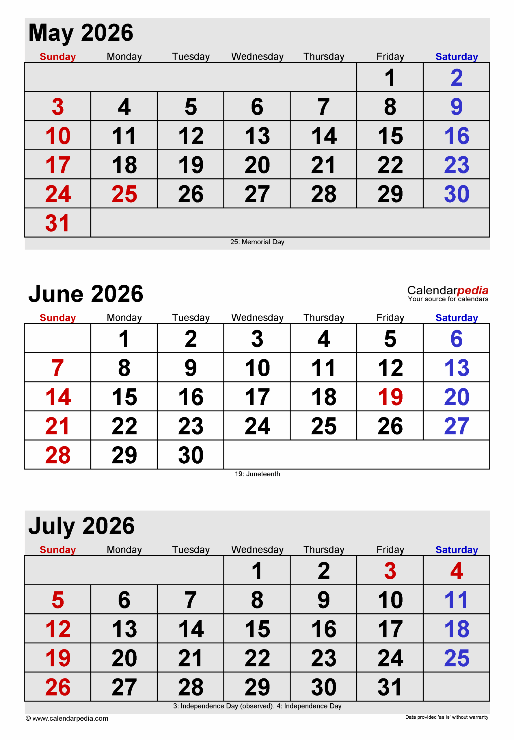 May And June Calendar 2026