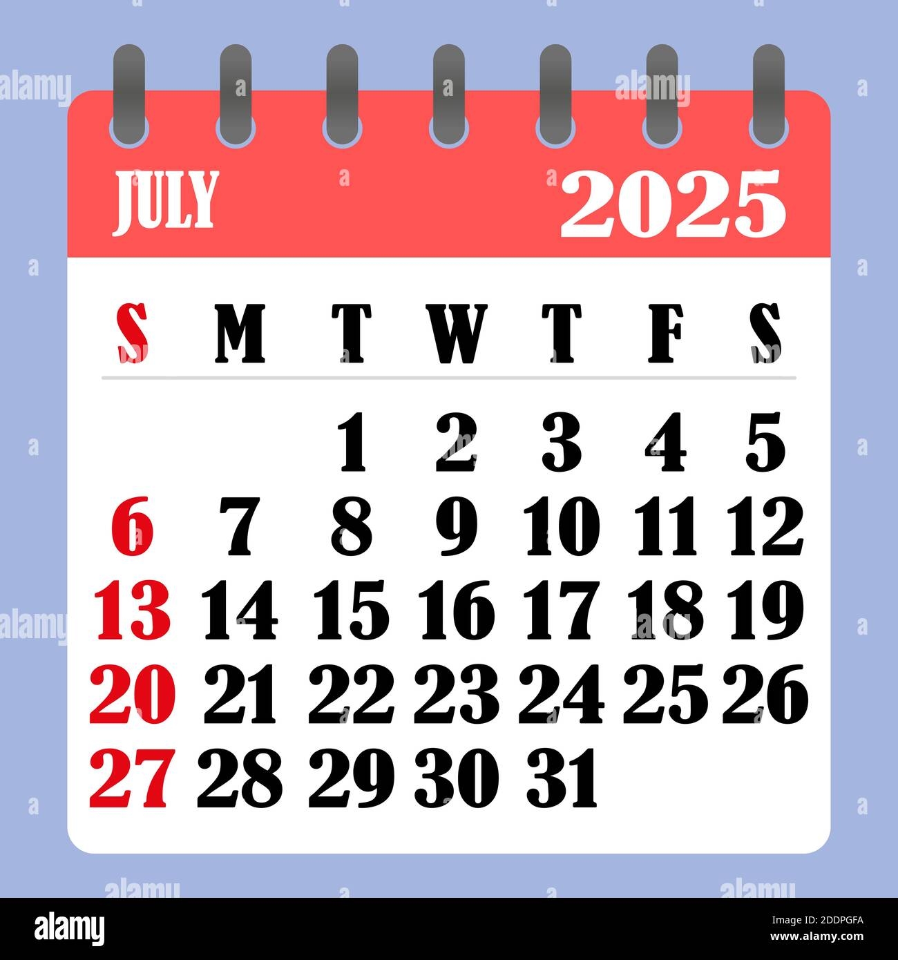 Calendar Month July 2025