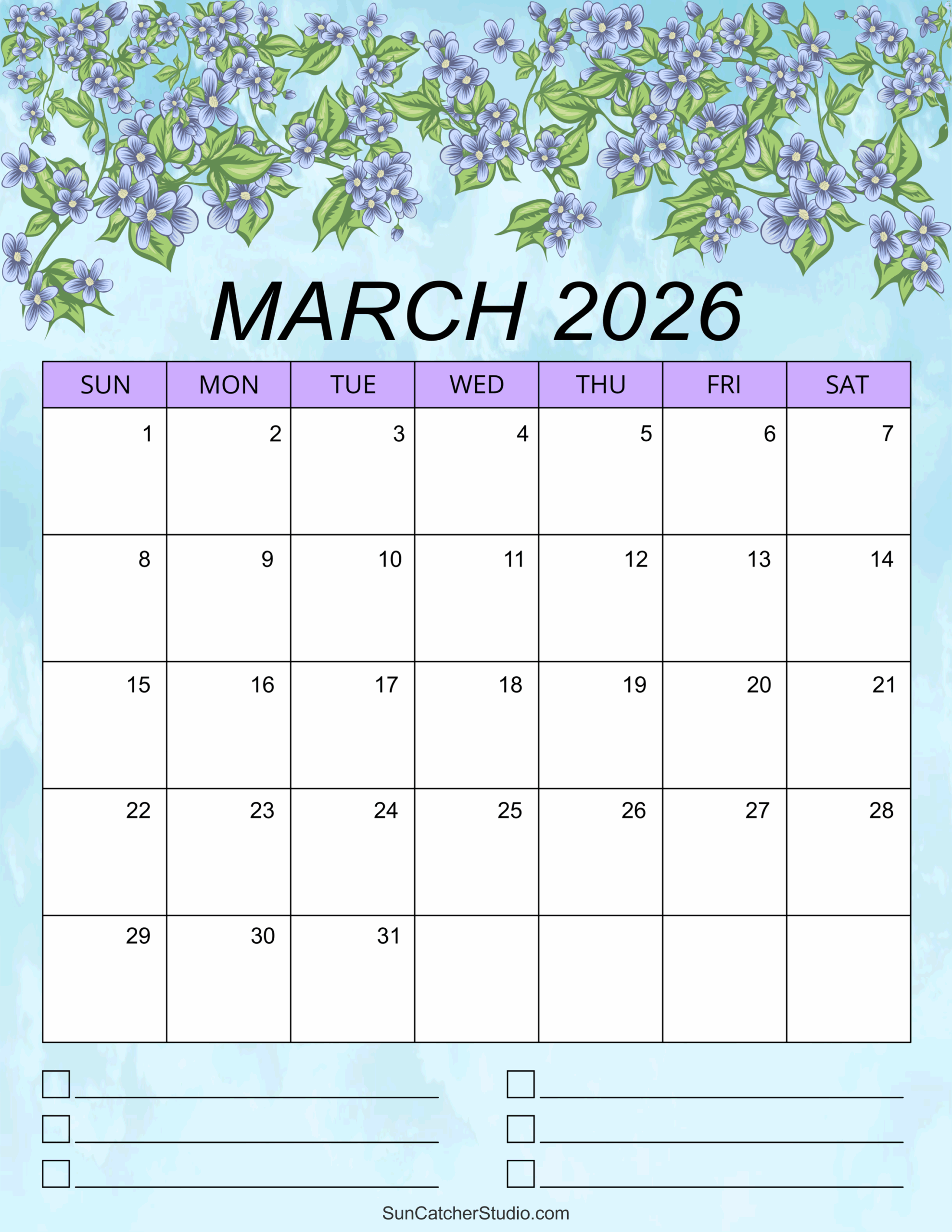 Editable Calendar March 2026