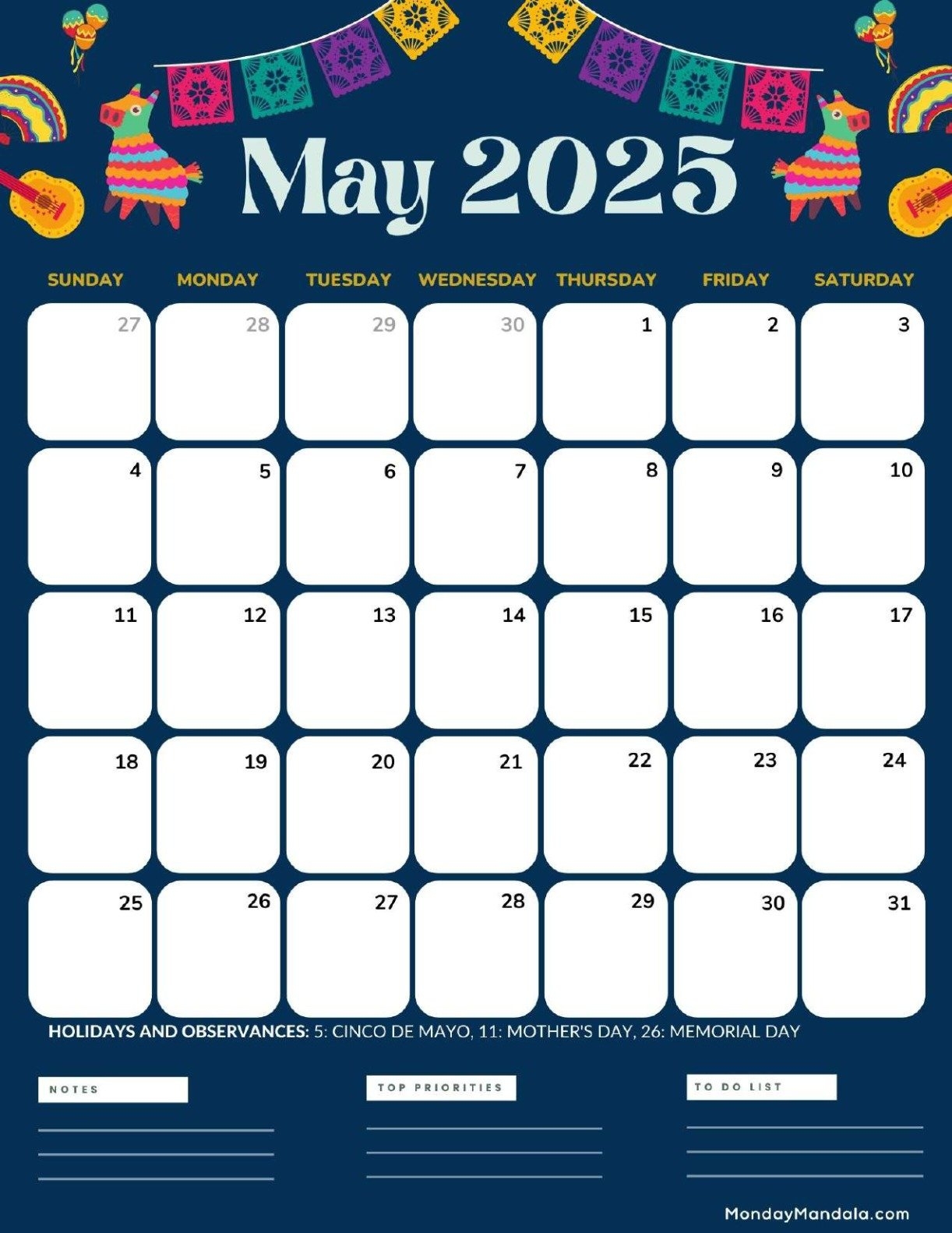 Printable Calendar 2025 May