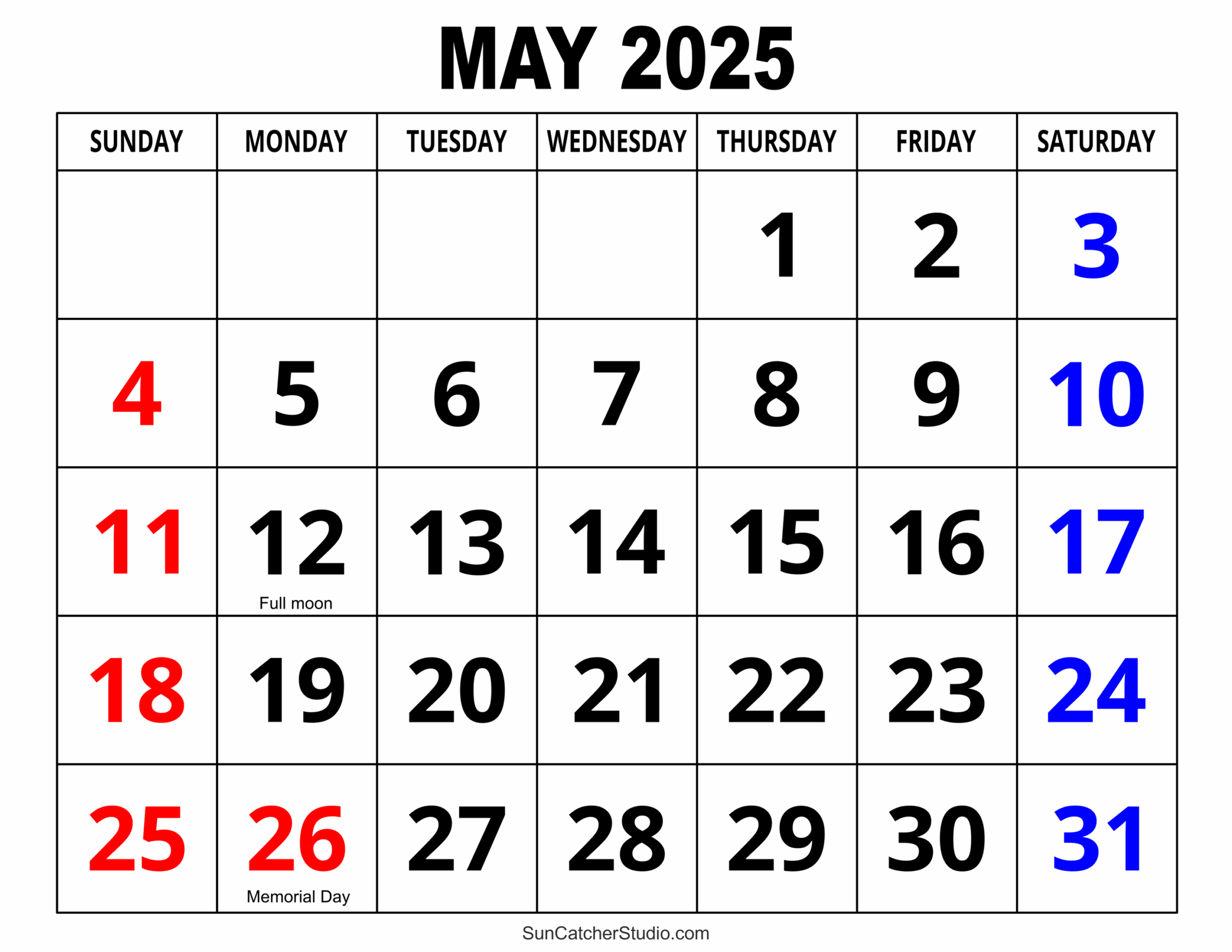 2025 Calendar May