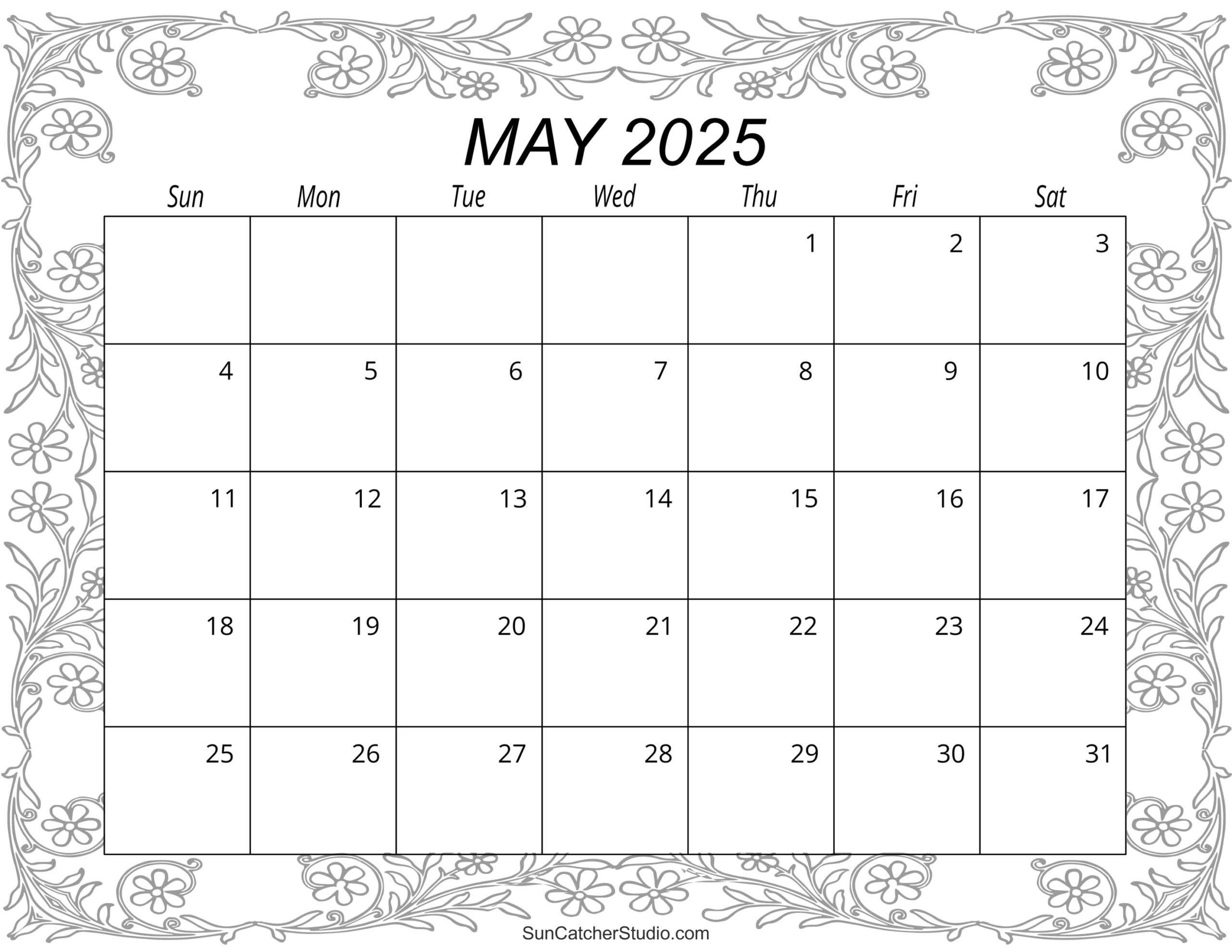 May 2025 Blank Calendar Printable Free