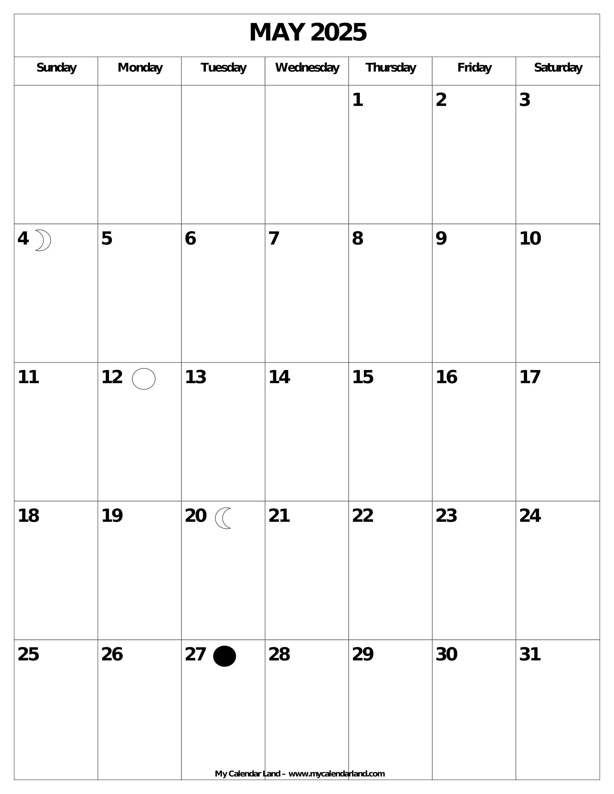Print May 2025 Calendar