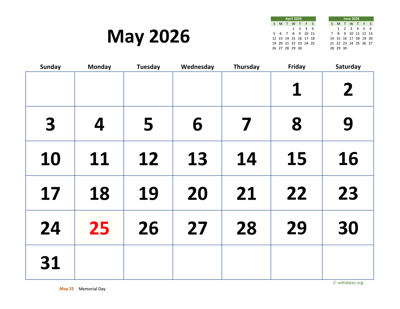 Calendar For May 2026 With Holidays