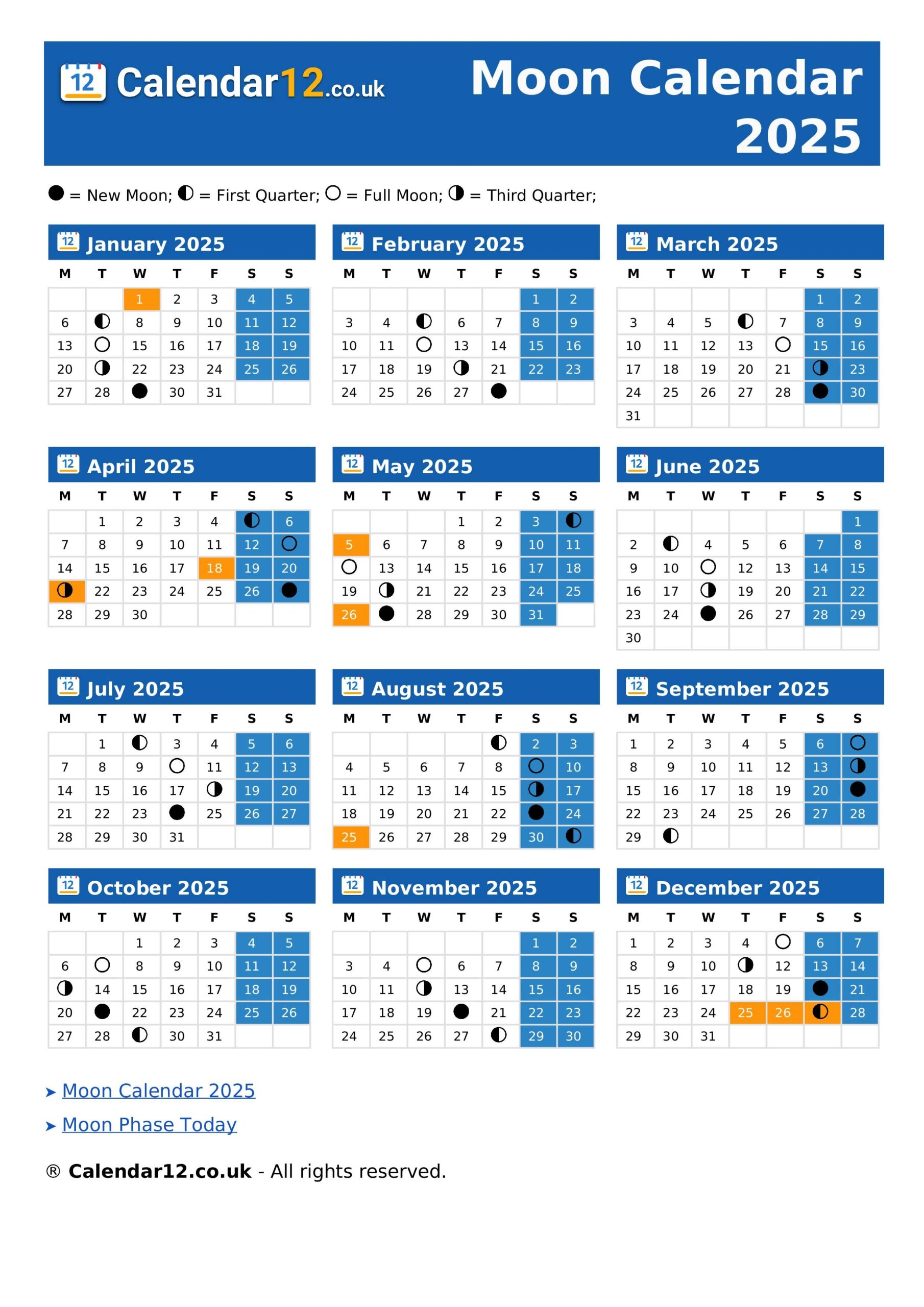 Moon Calendar December 2025 Calendar12 co uk
