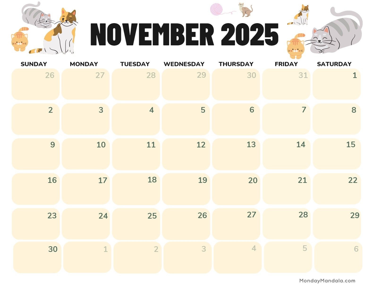 Free November Calendar 2025