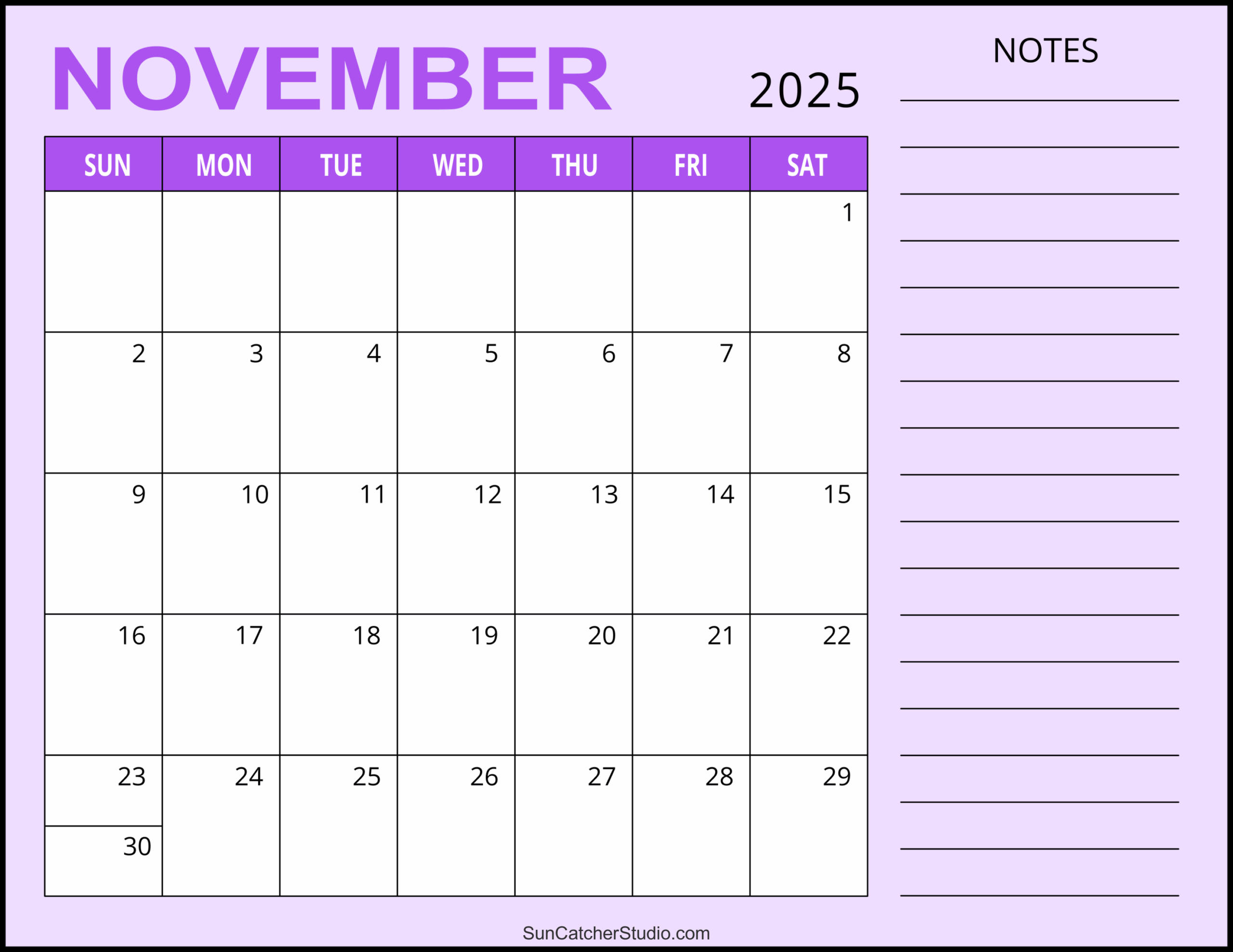 Print Calendar November 2025