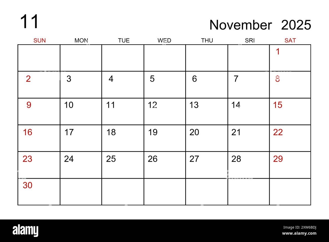 November 2025 Calendar Blank
