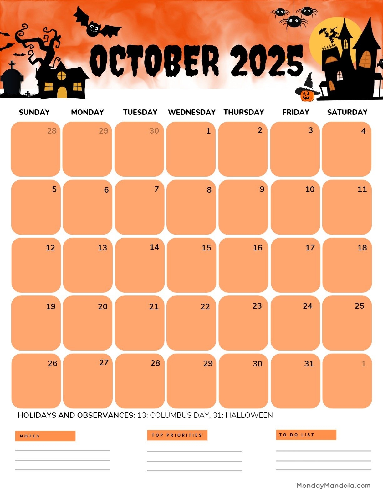 October 2025 Calendar 52 Free PDF Printables 