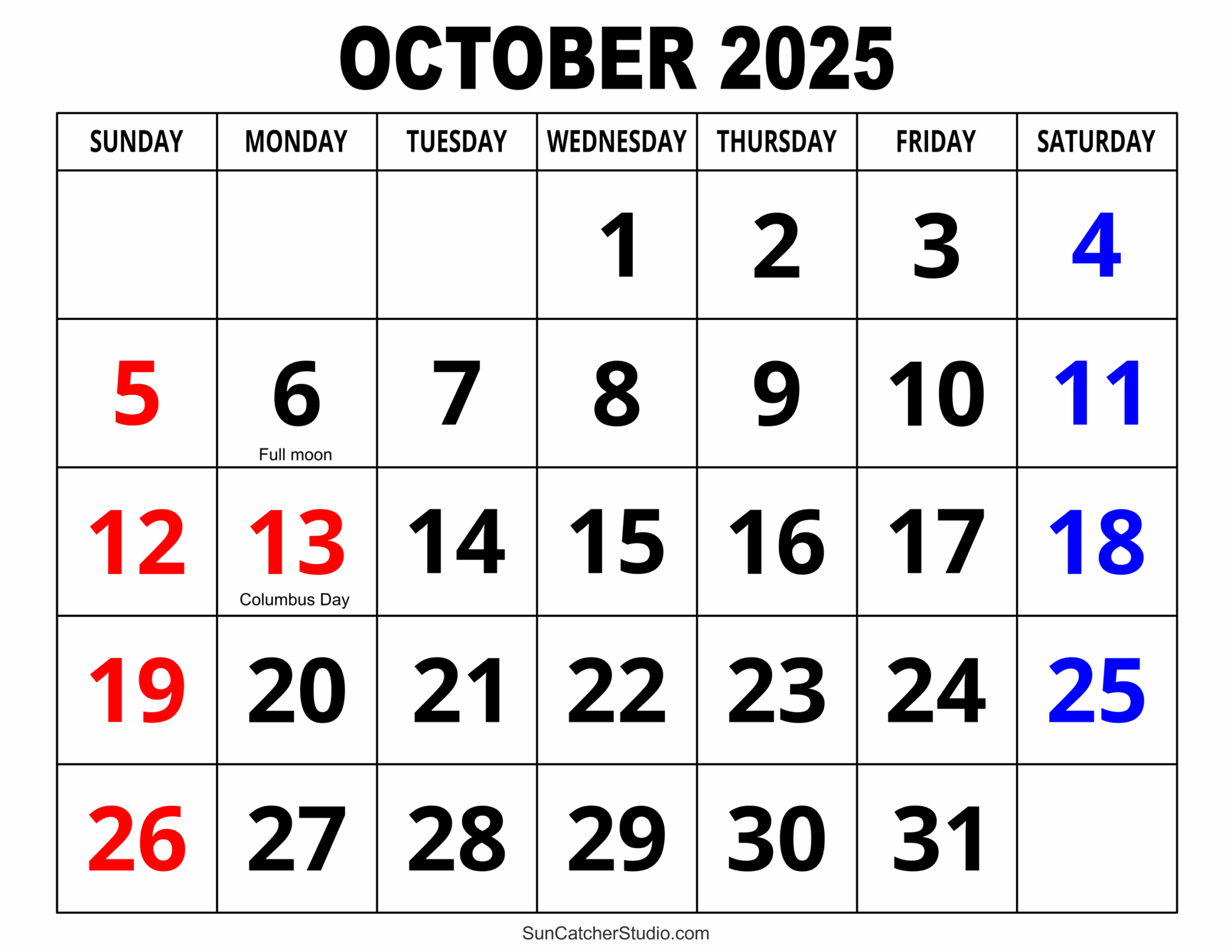 Calendar October November 2025